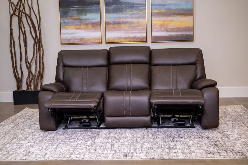 Moto Motion Kona Earth Brown Leather Power Reclining Sofa with Immersive Sound Zero Gravity Triple Power Heated Seats and Massage - Image 5