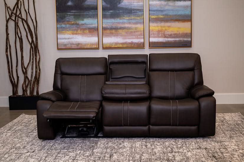 Moto Motion Kona Earth Brown Leather Power Reclining Sofa with Immersive Sound Zero Gravity Triple Power Heated Seats and Massage - Image 6