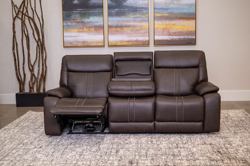 Moto Motion Kona Earth Brown Leather Power Reclining Sofa with Immersive Sound Zero Gravity Triple Power Heated Seats and Massage - Image 8