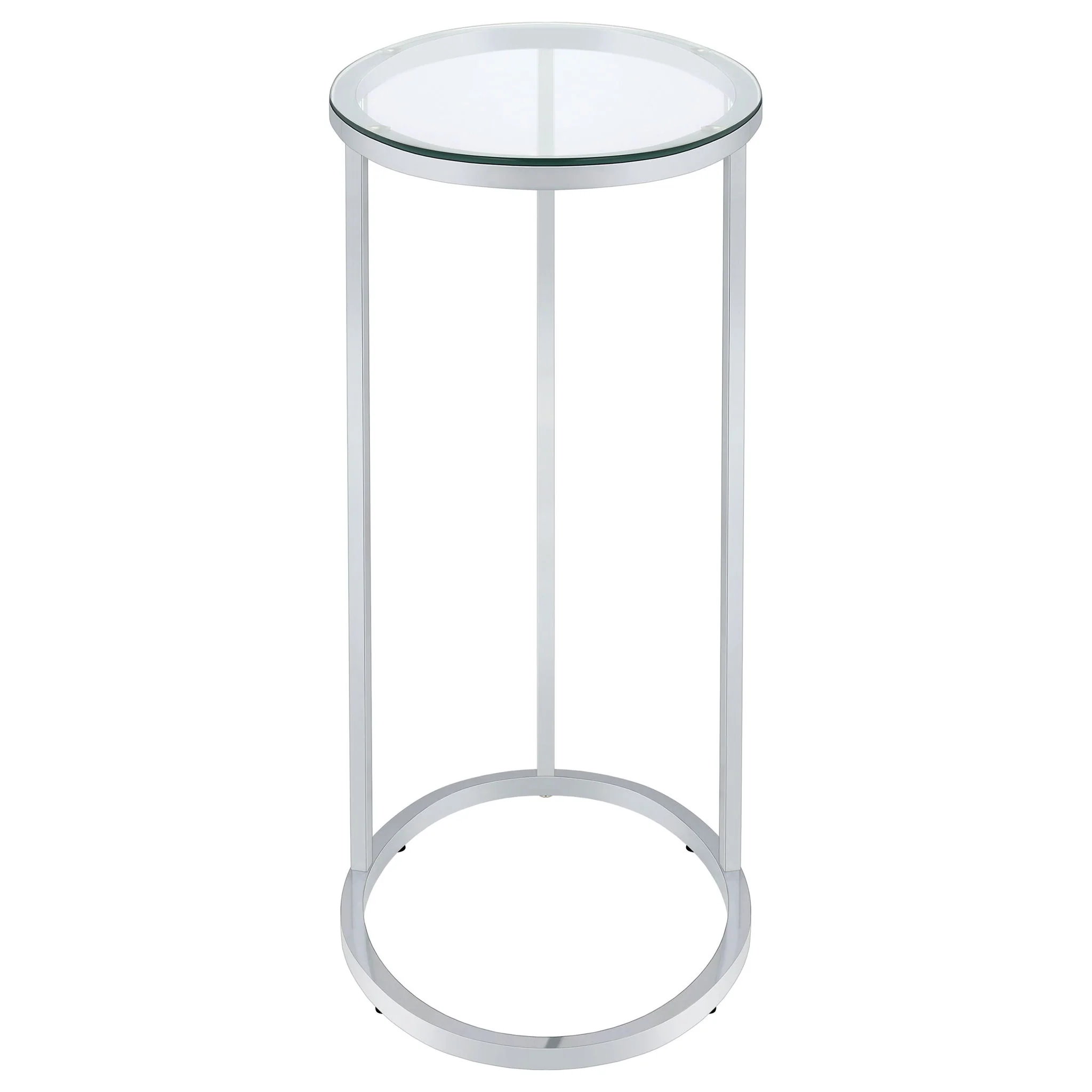 Kyle Oval Glass Top C-Shaped Sofa Side Table Chrome - Image 2