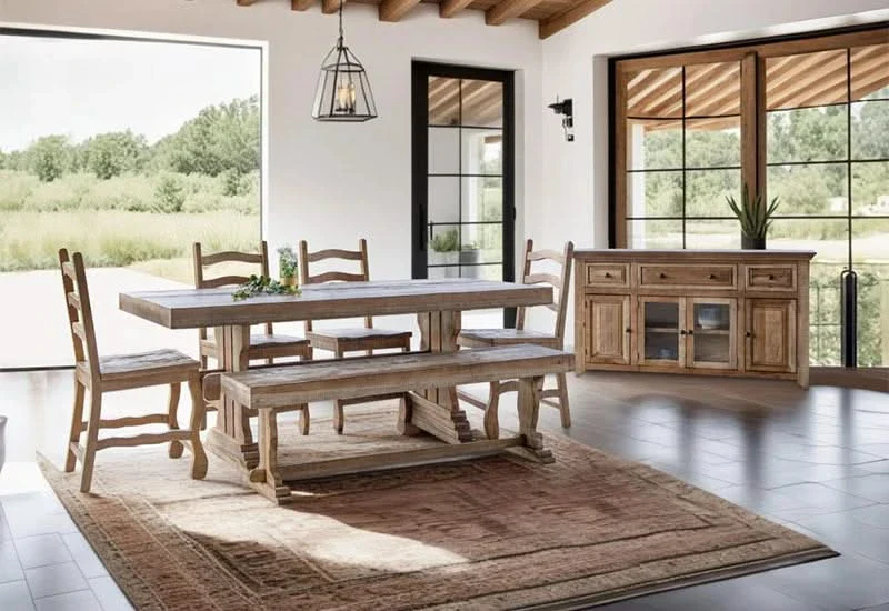 La Grange 6PC Counter-Height Dining Set with Table, Bench, and Ladder-Back Chairs