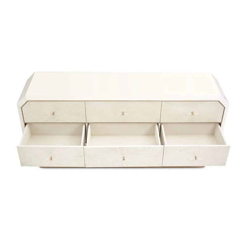 La Rachelle Champagne Modern Glam 5-Piece Bedroom Set with Upholstered Panel Bed, Dresser & Mirror - Image 9