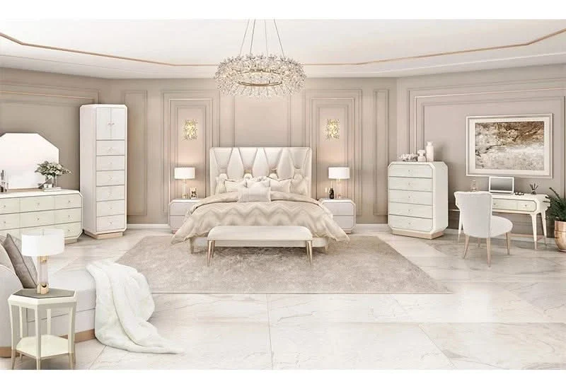 La Rachelle Medium Champagne 6-Drawer Dresser with Velvet-Lined Storage - Image 7