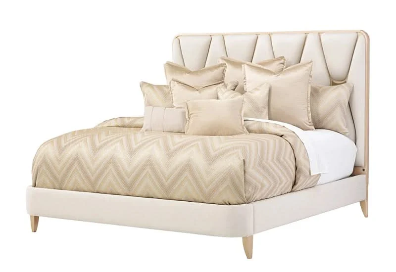 La Rachelle Pearl Upholstered Panel Bed with USB Ports - Image 2