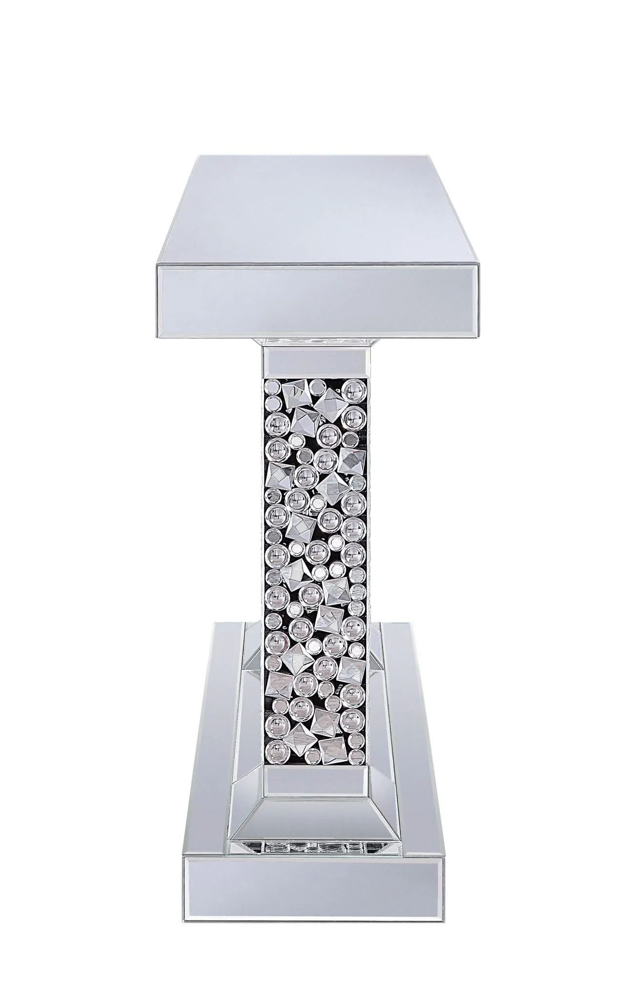 Lachina - Glam Mirrored Faux Gems Console Table - Silver - Image 4