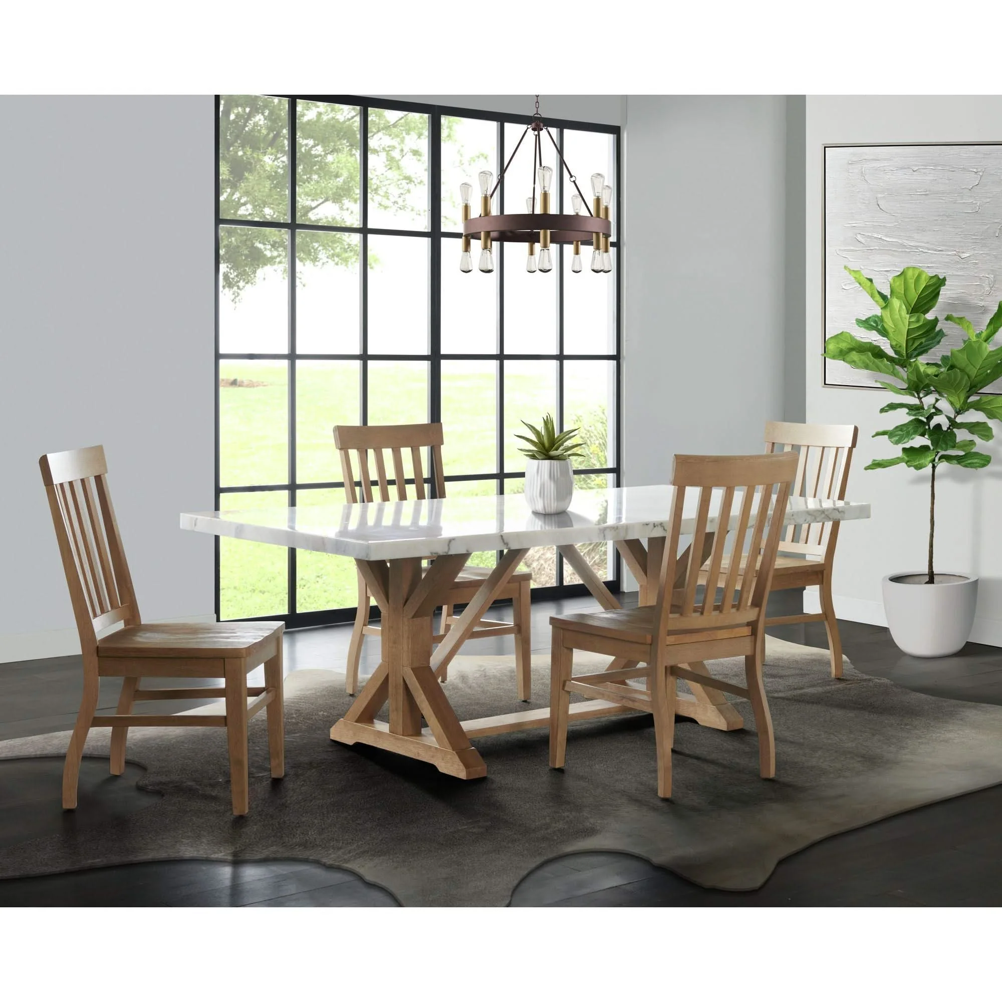 Lakeview - Marble Standard Height Rectangular Dining Table - White - Image 4