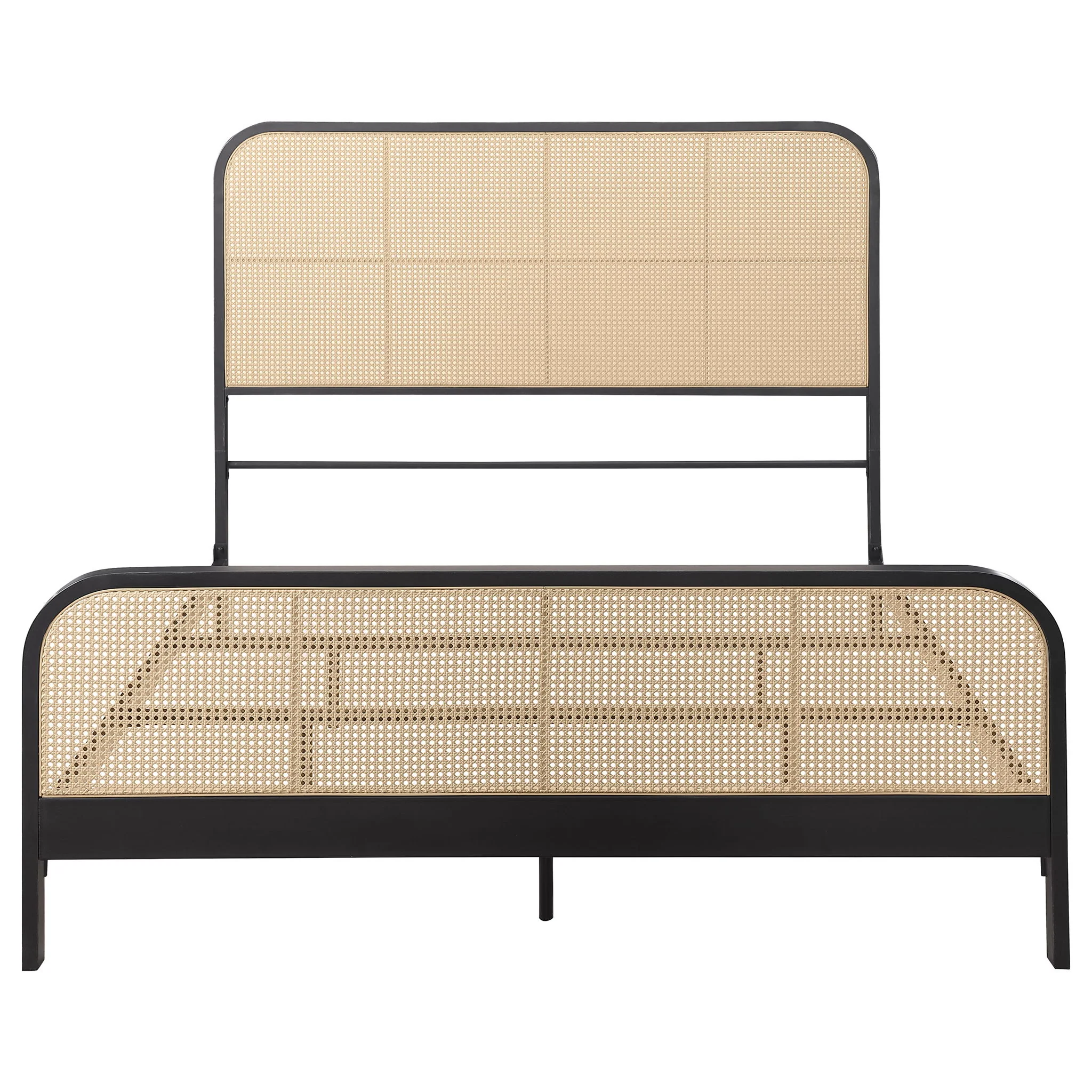 Lanewood Open Cane Webbing Metal Queen Bed Black - Image 3