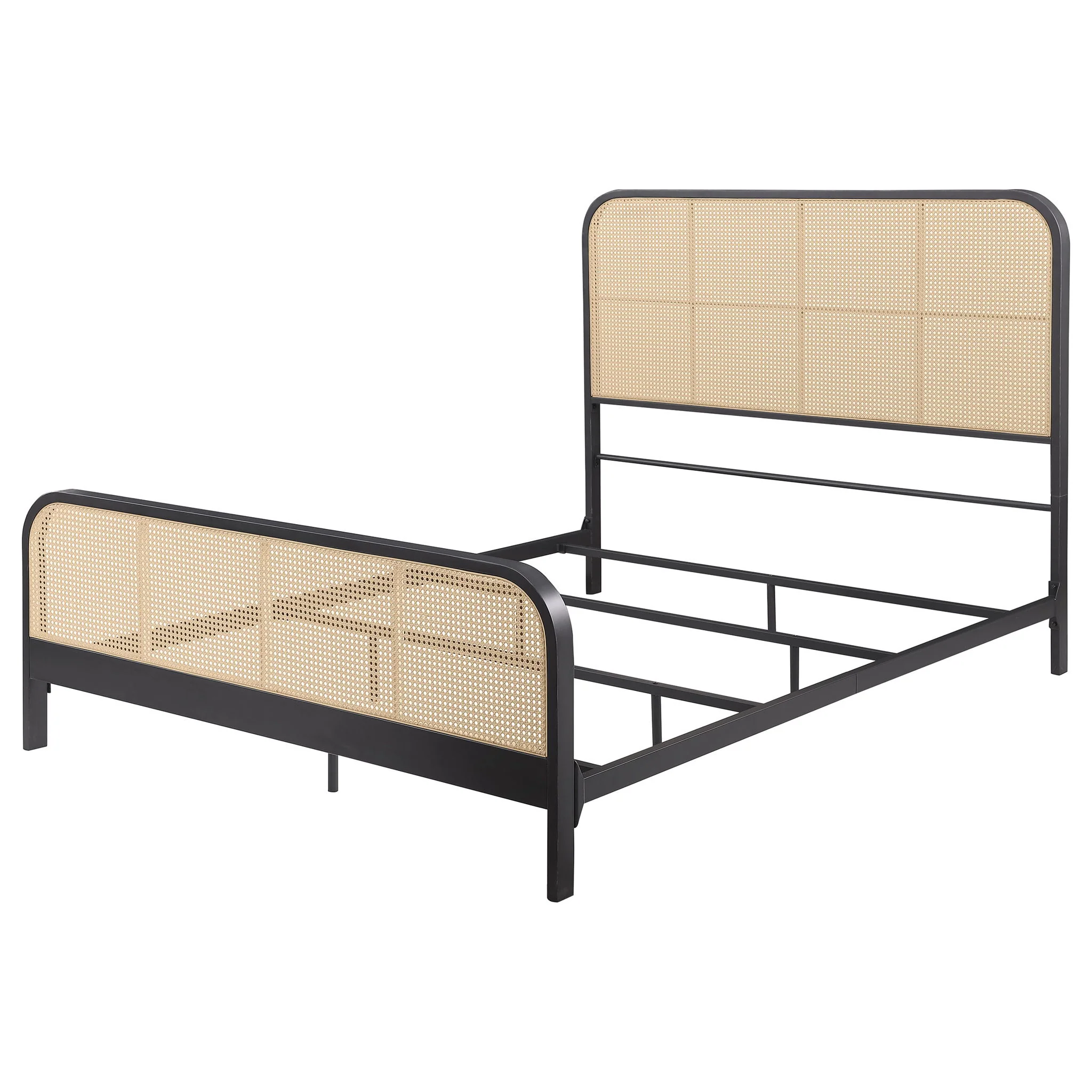 Lanewood Open Cane Webbing Metal Queen Bed Black - Image 4