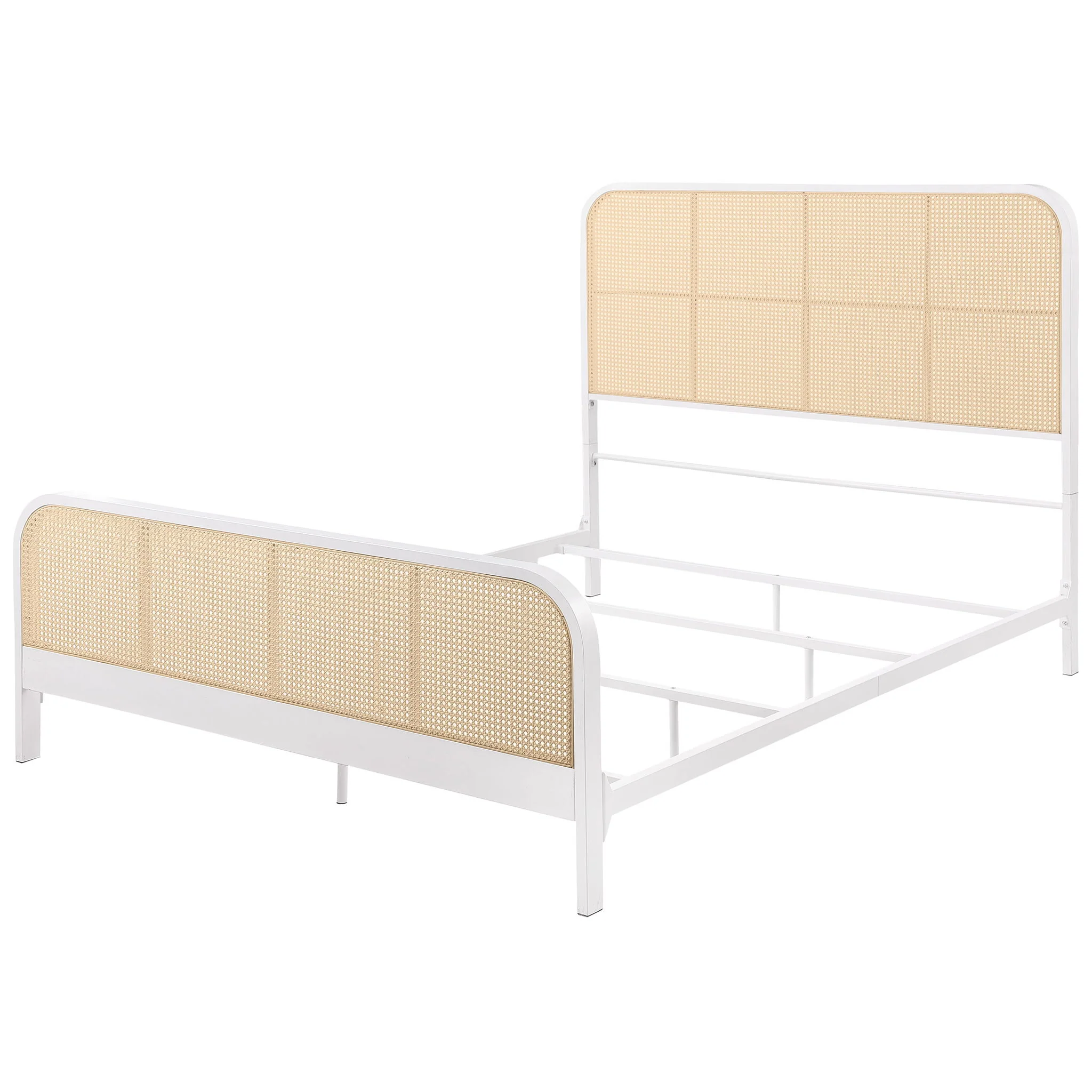 Lanewood Open Cane Webbing Metal Queen Bed White - Image 3