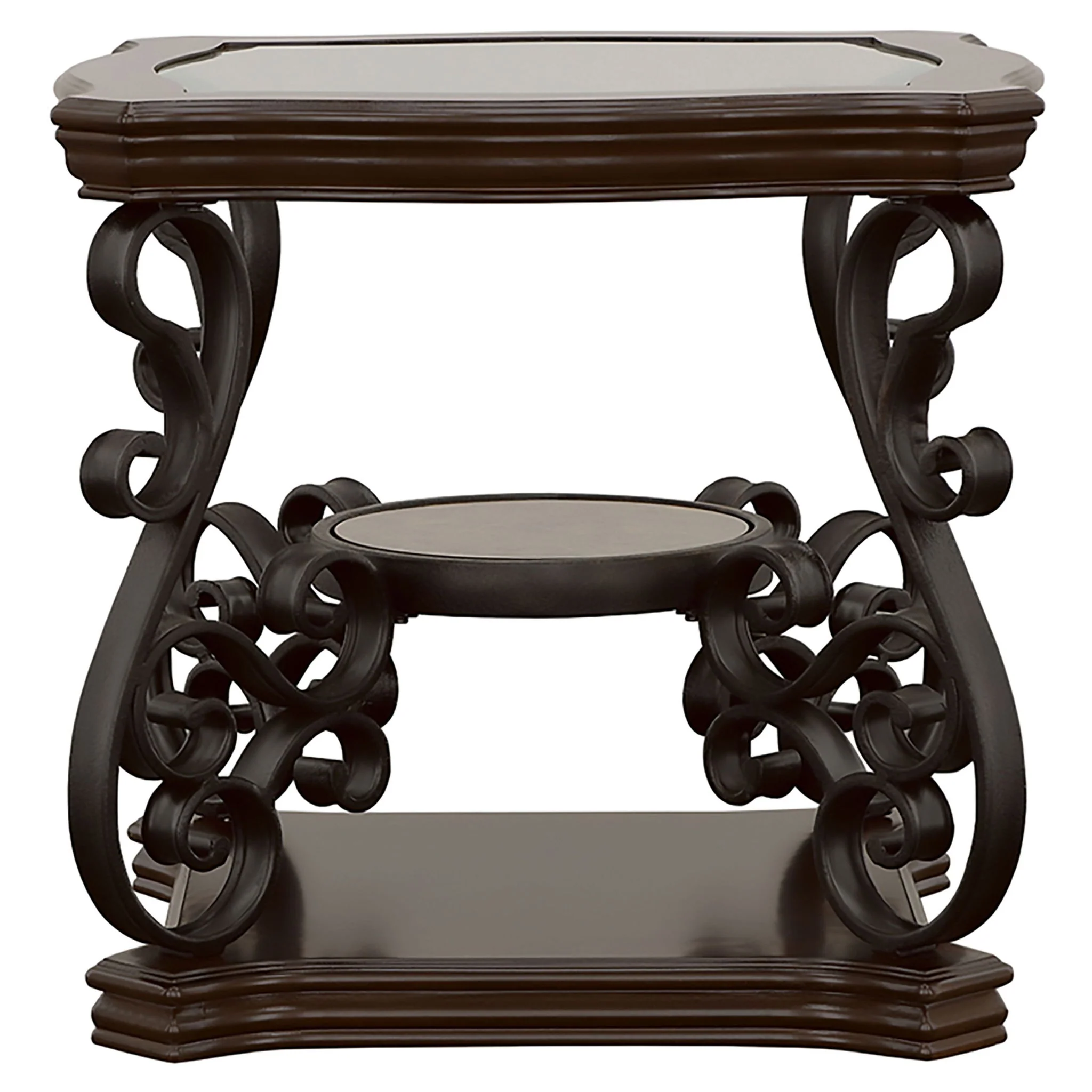 Laney 1-shelf Glass Top Square End Table Deep Merlot - Image 2