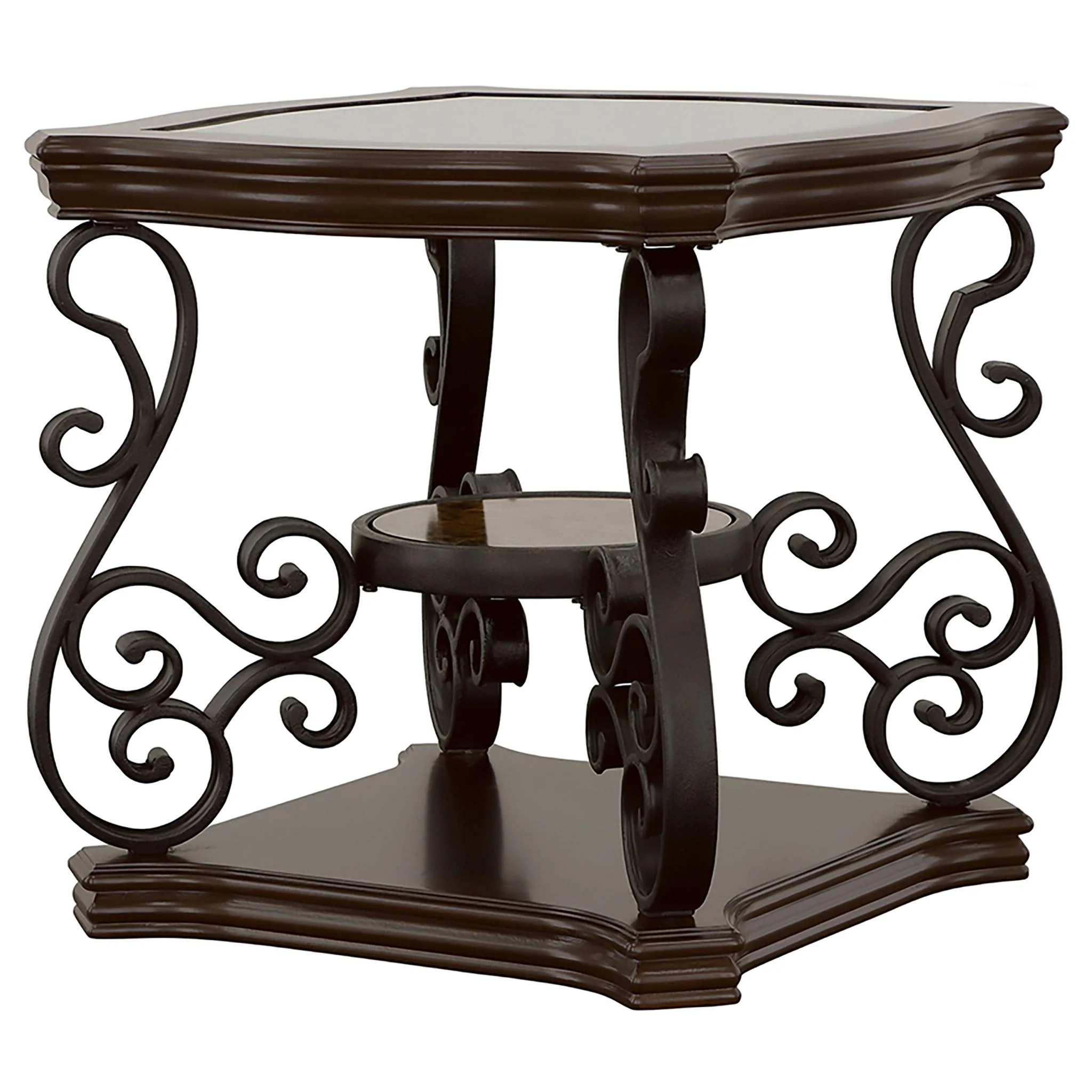 Laney 1-shelf Glass Top Square End Table Deep Merlot - Image 3