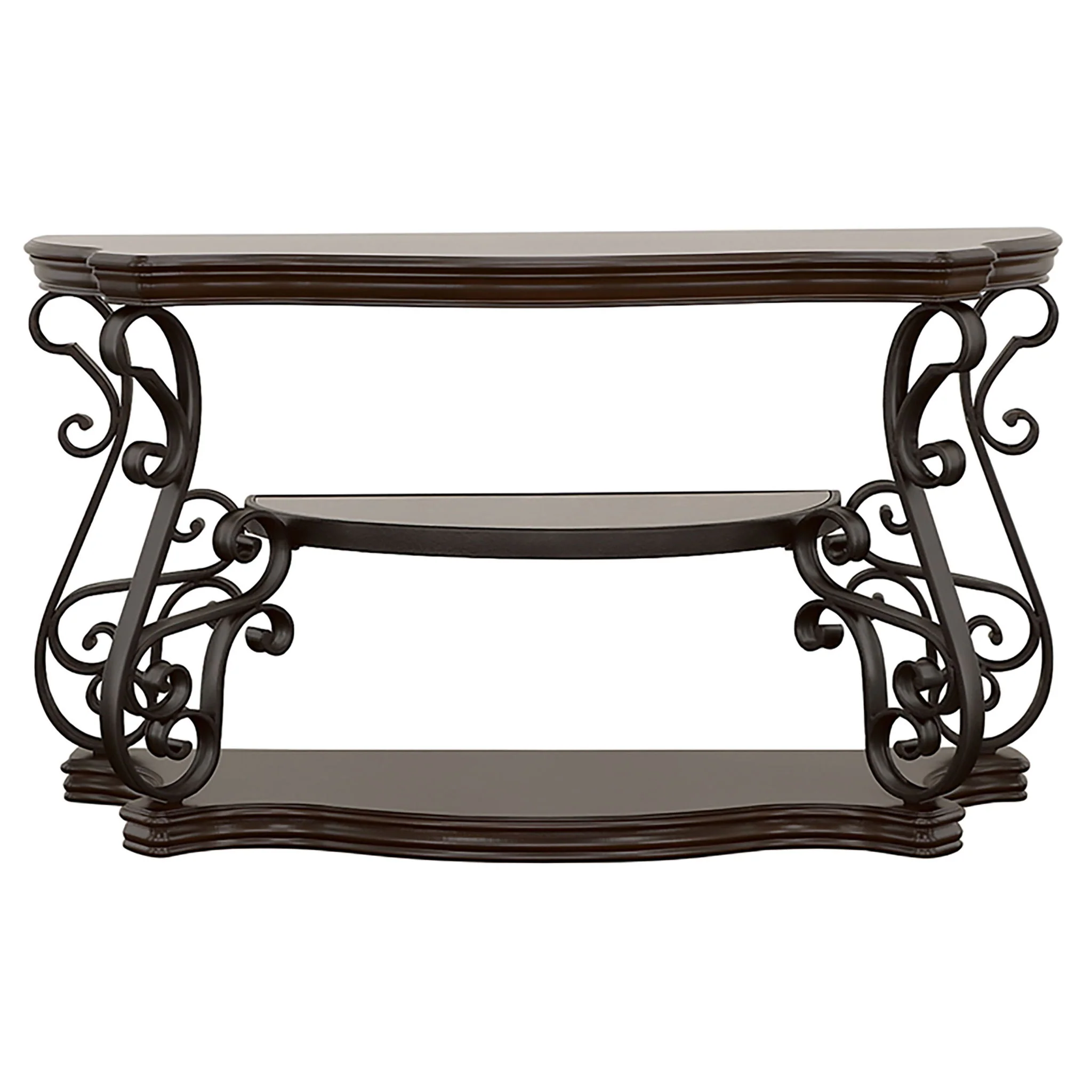 Laney Scrollwork Entryway Sofa Console Table Deep Merlot - Image 3