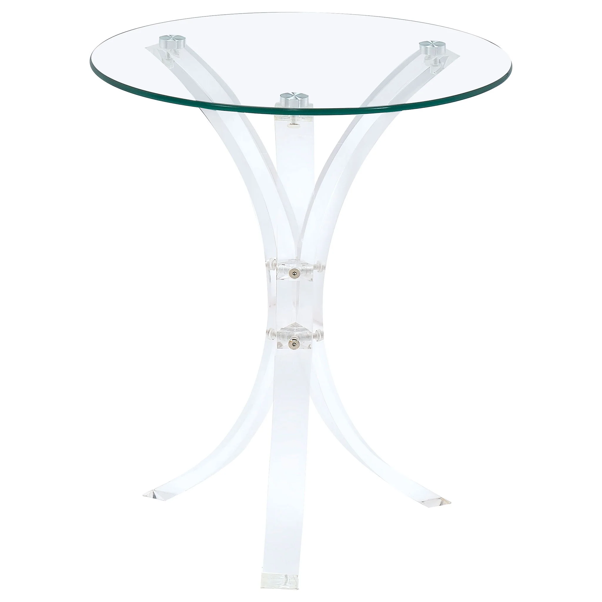Laning Round Glass Top Acrylic Side Table Clear - Image 4