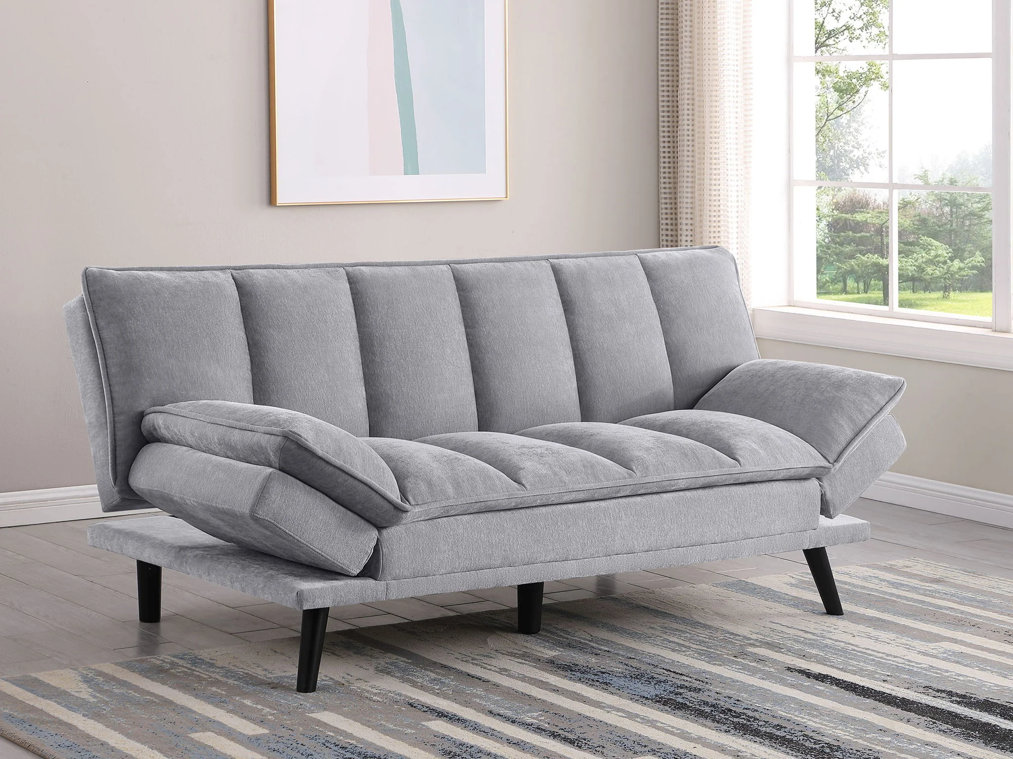 Laredo Upholstered Tufted Convertible Sofa Bed Grey - Image 4
