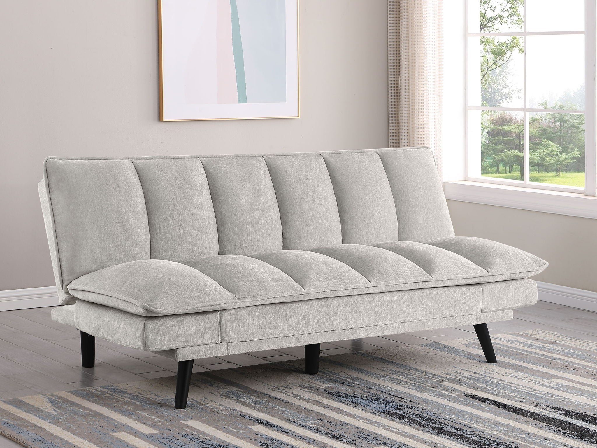 Laredo Upholstered Tufted Convertible Sofa Bed Light Grey - Image 2