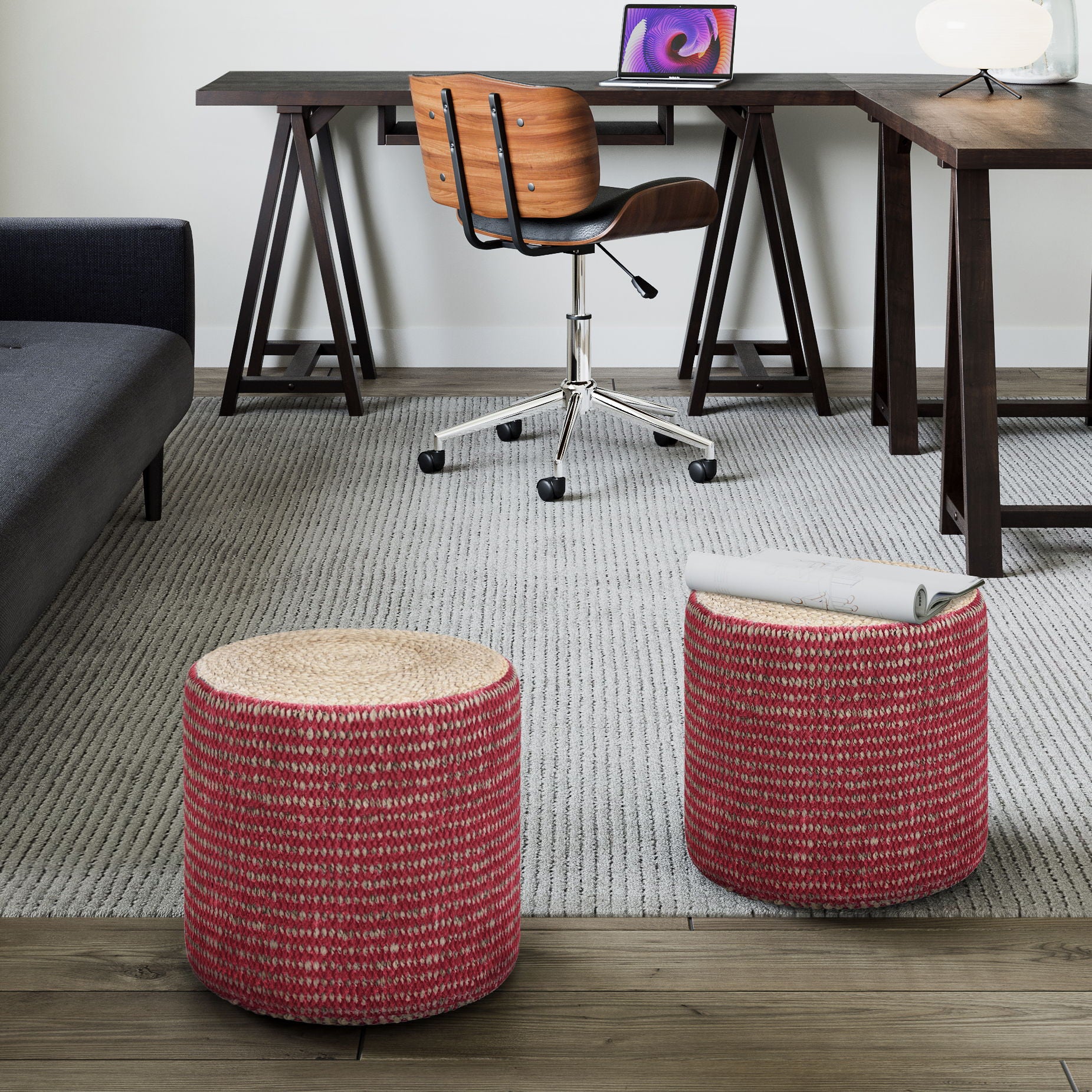 Larissa - Handcrafted Round Braided Pouf - Image 7