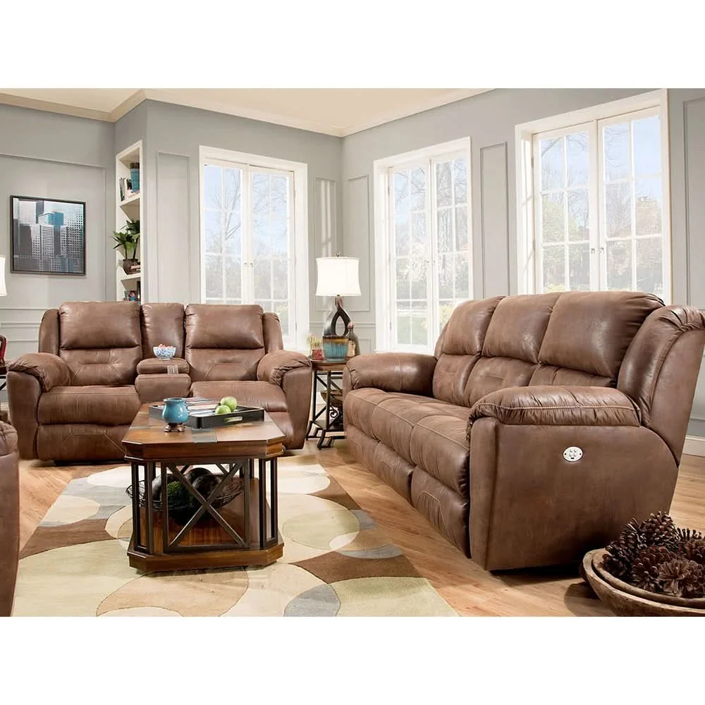 Latitude Power Leather Reclining Loveseat with Console, Cupholders and Wall Hugger Design - Image 4