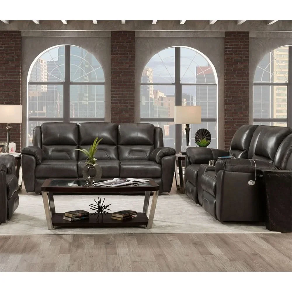 Latitude Power Leather Reclining Loveseat with Console, Cupholders and Wall Hugger Design - Image 6