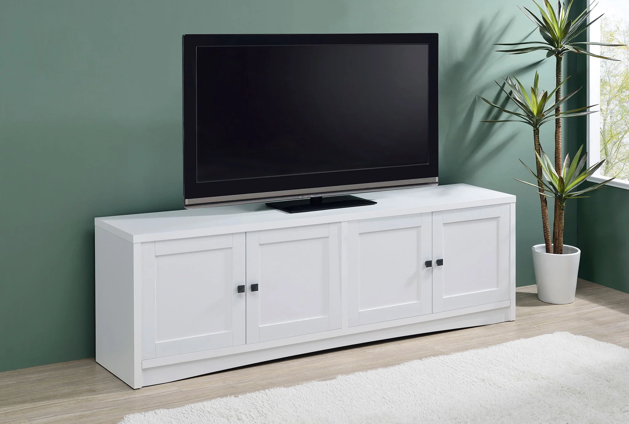 Laughlin 4-door Engineered Wood 78-inch TV Stand White - Image 3