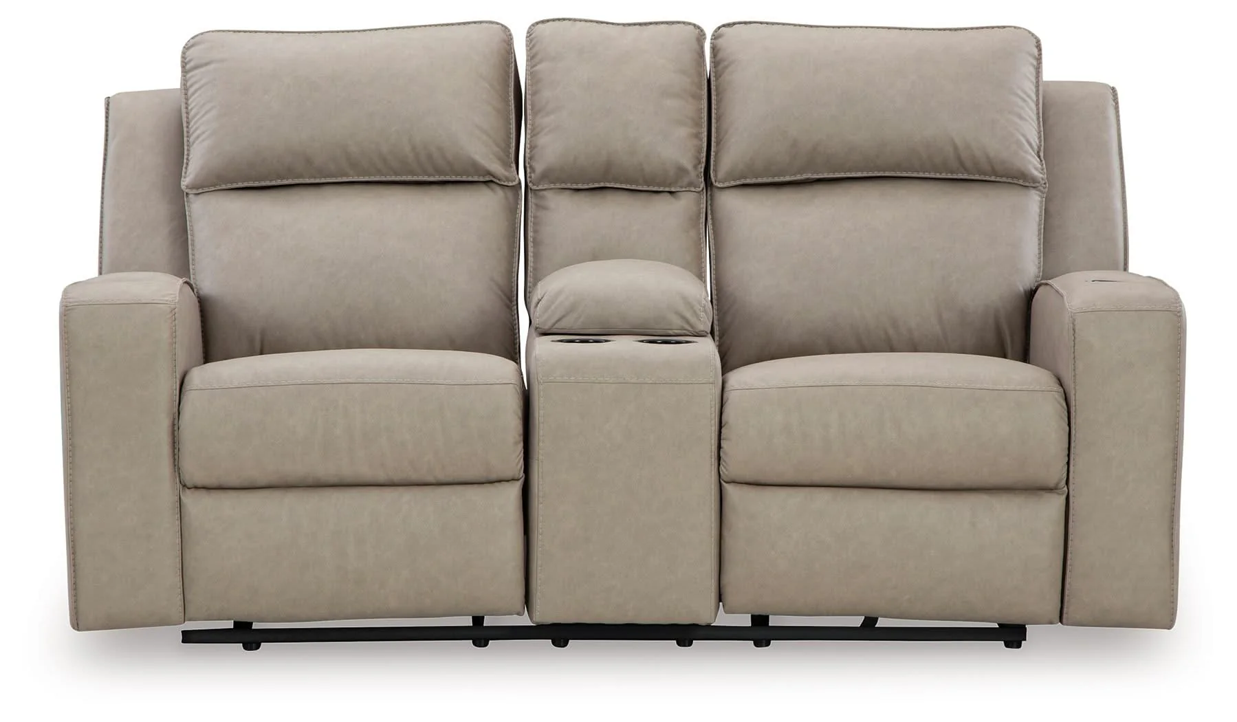 Lavenhorne - Dbl Rec Loveseat W/Console - Pebble - Image 3