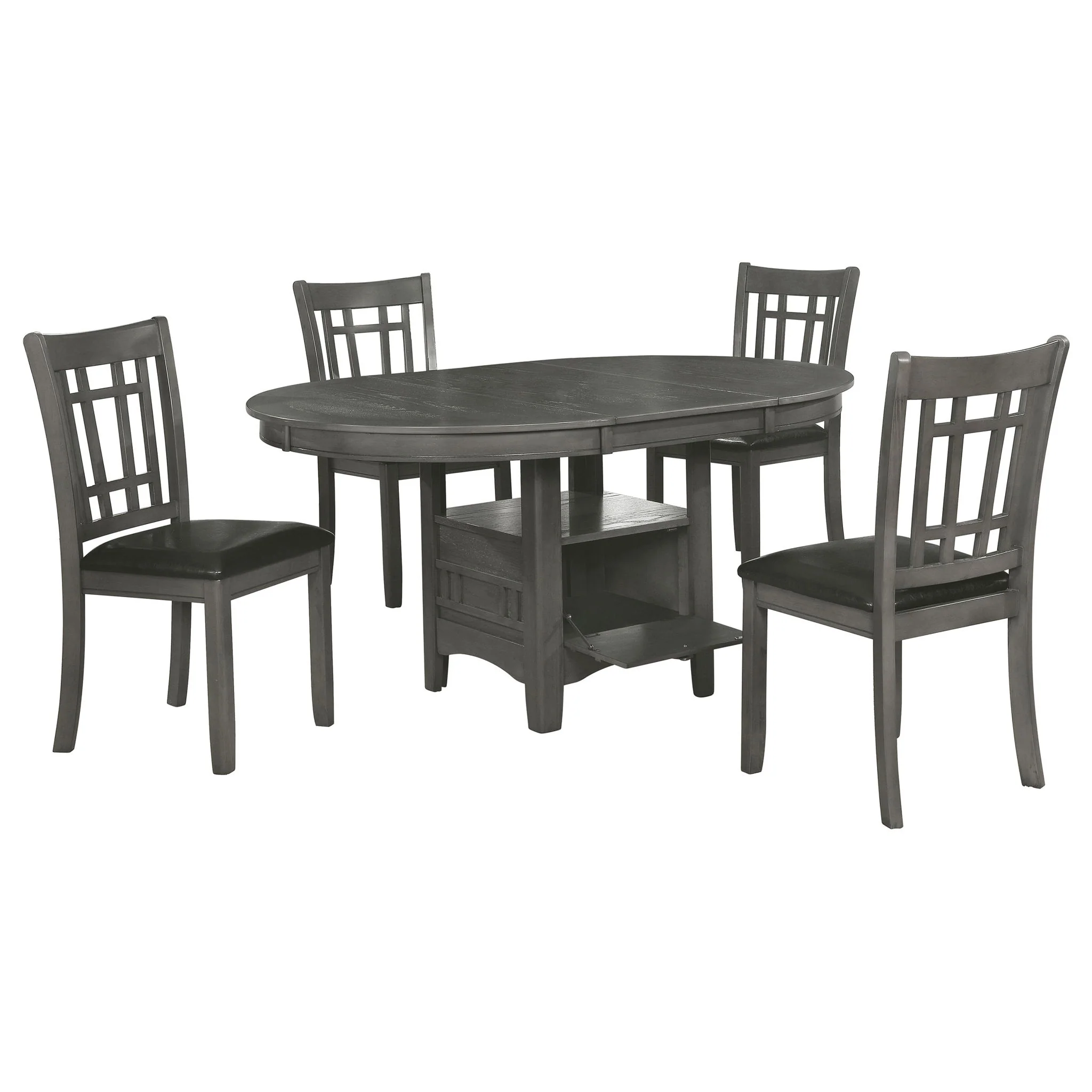 Lavon 5-piece Oval Extension Leaf Dining Set Medium Grey - Image 4