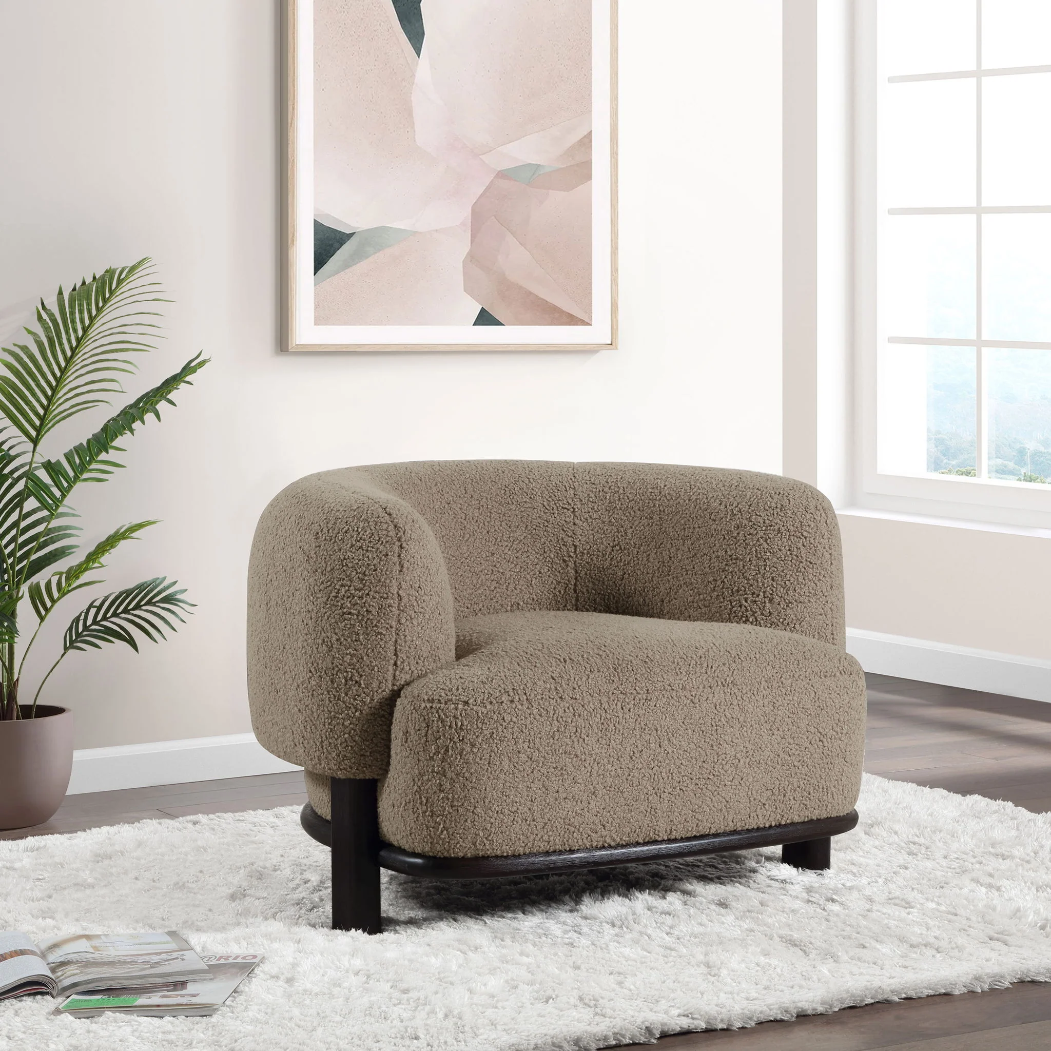 Lawler Upholstered Barrel Back Accent Chair Brown and Black - Image 4