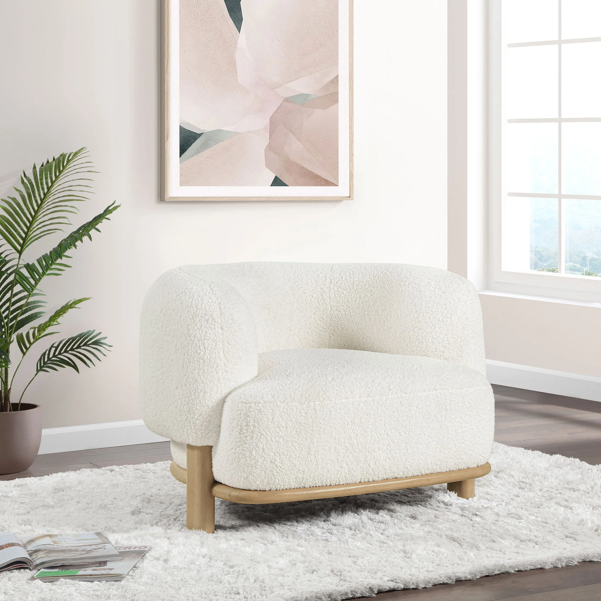 Lawler Upholstered Barrel Back Accent Chair Ivory and Natural - Image 2