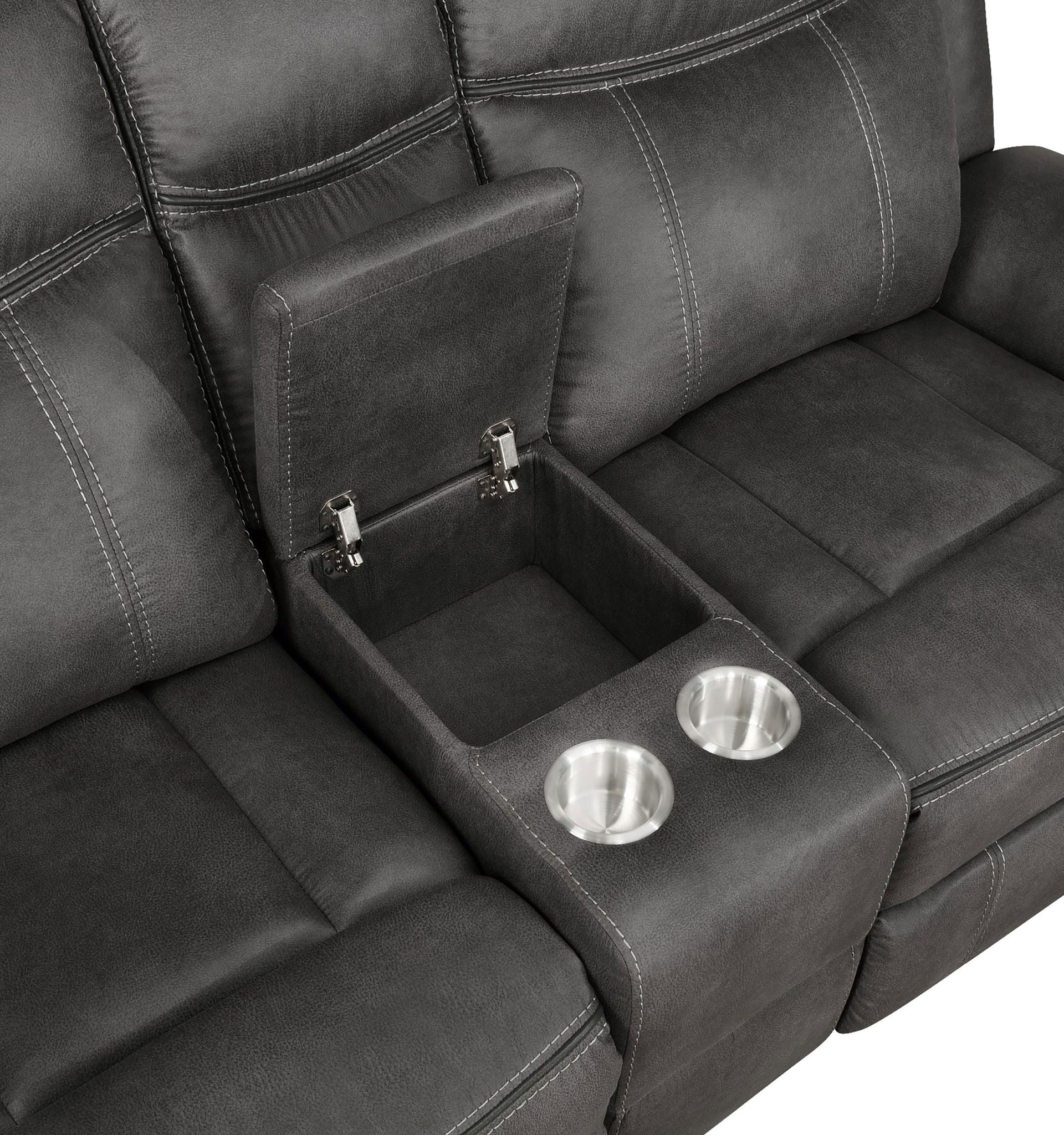 Lawrence Upholstered Padded Arm Reclining Loveseat Charcoal - Image 3
