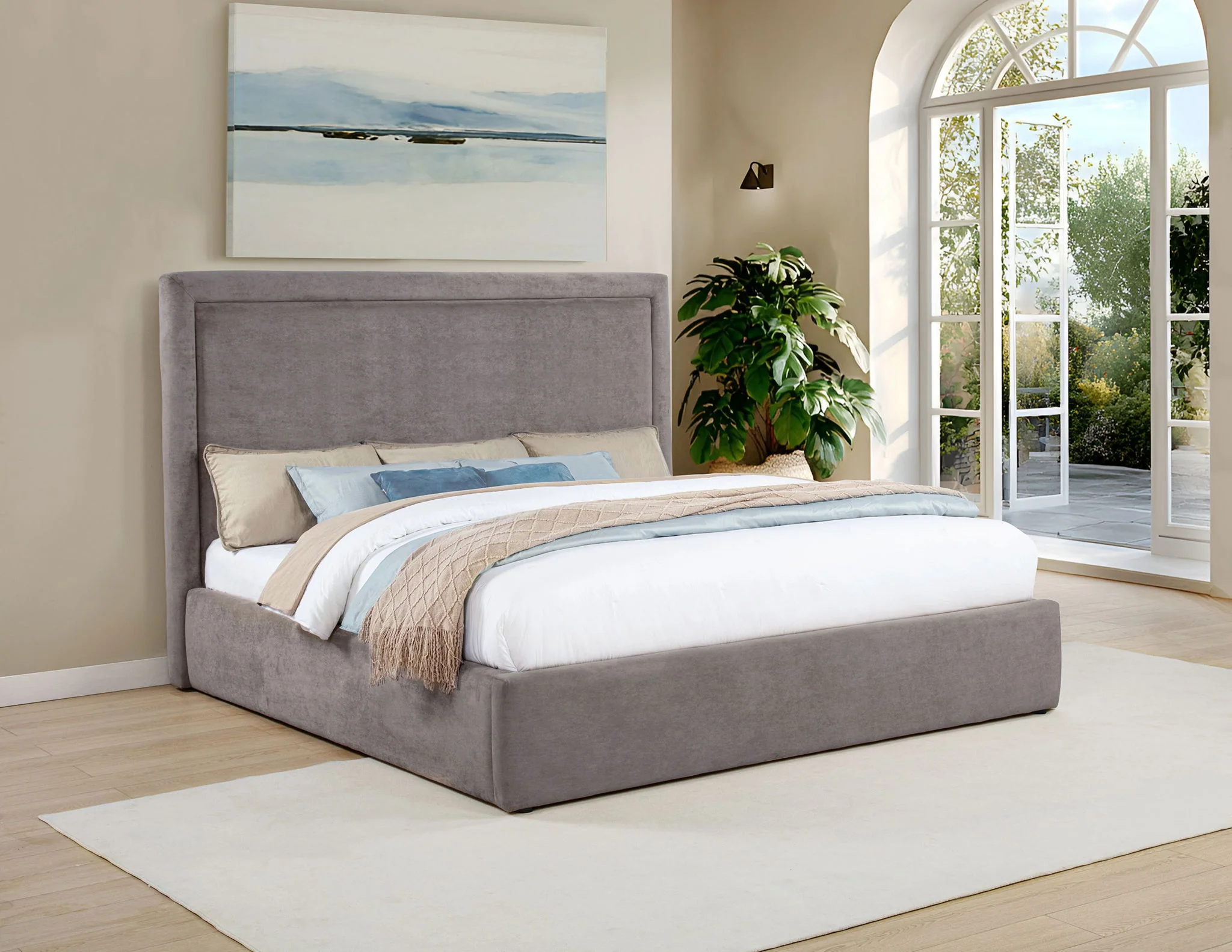 Lawson 54-inch Upholstered Eastern King Platform Bed Mushroom - Image 2