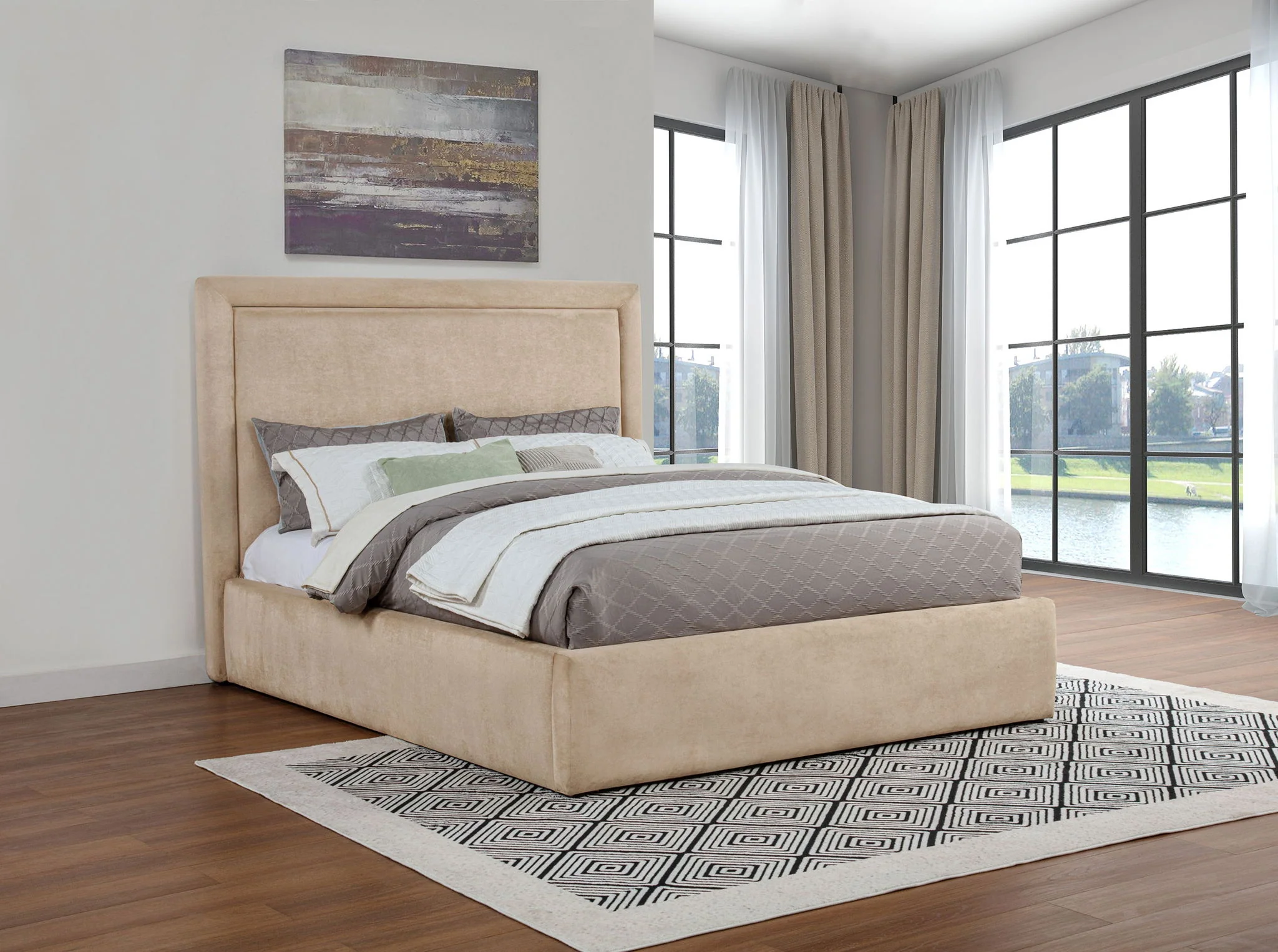Lawson 54-inch Upholstered Eastern King Platform Bed Saddle - Image 2