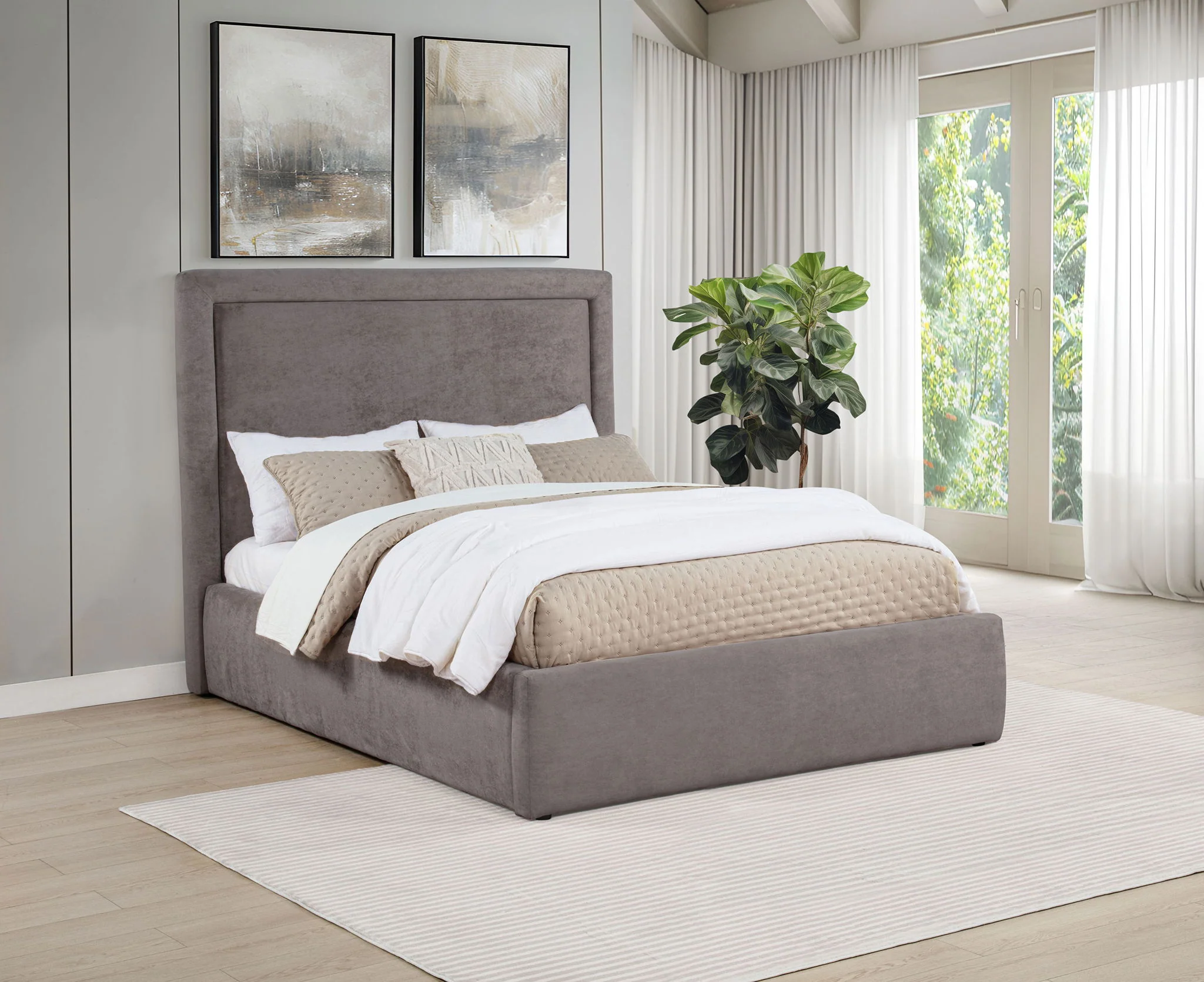 Lawson 54-inch Upholstered Full Panel Platform Bed Mushroom - Image 4