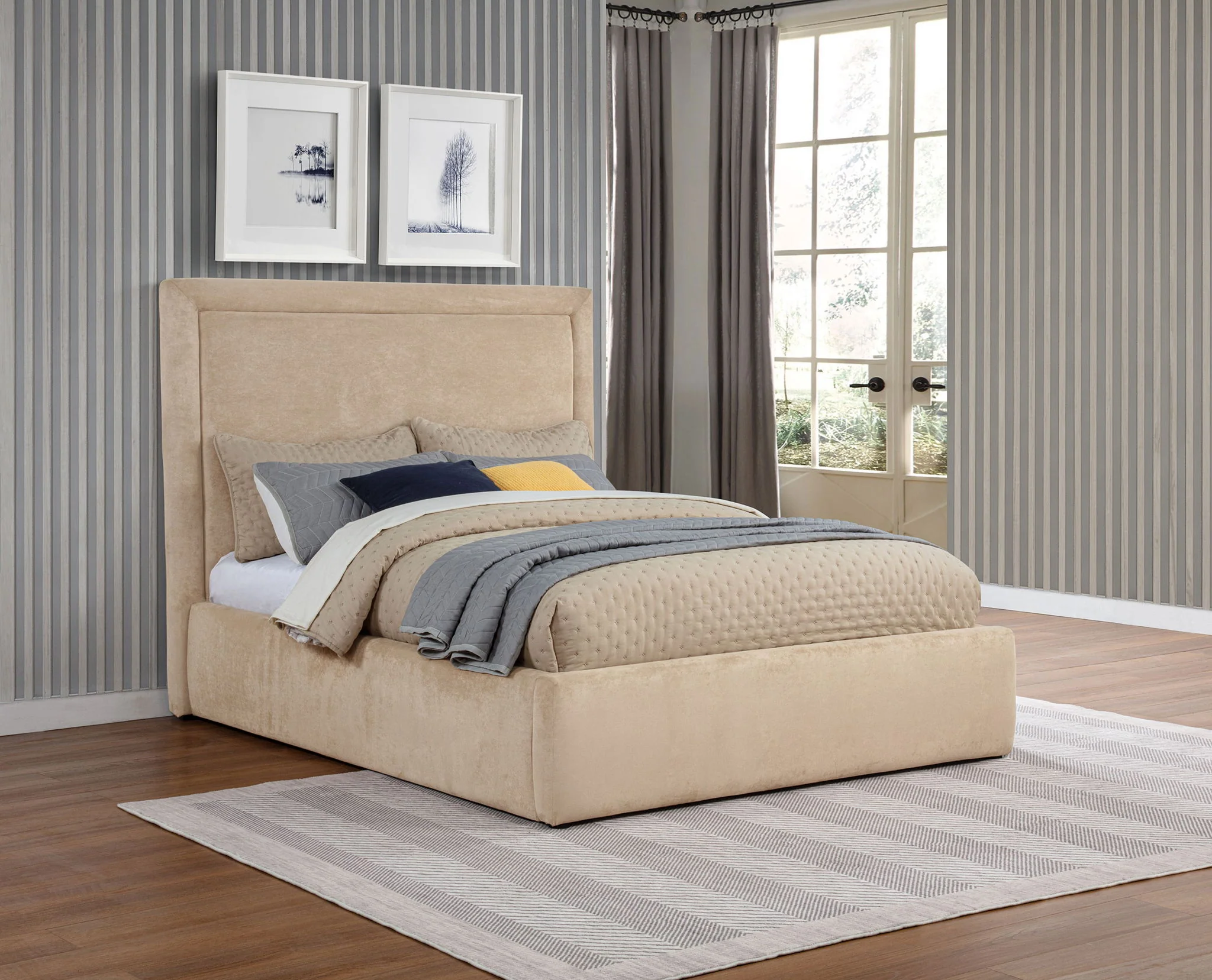 Lawson 54-inch Upholstered Full Platform Bed Light Saddle - Image 3