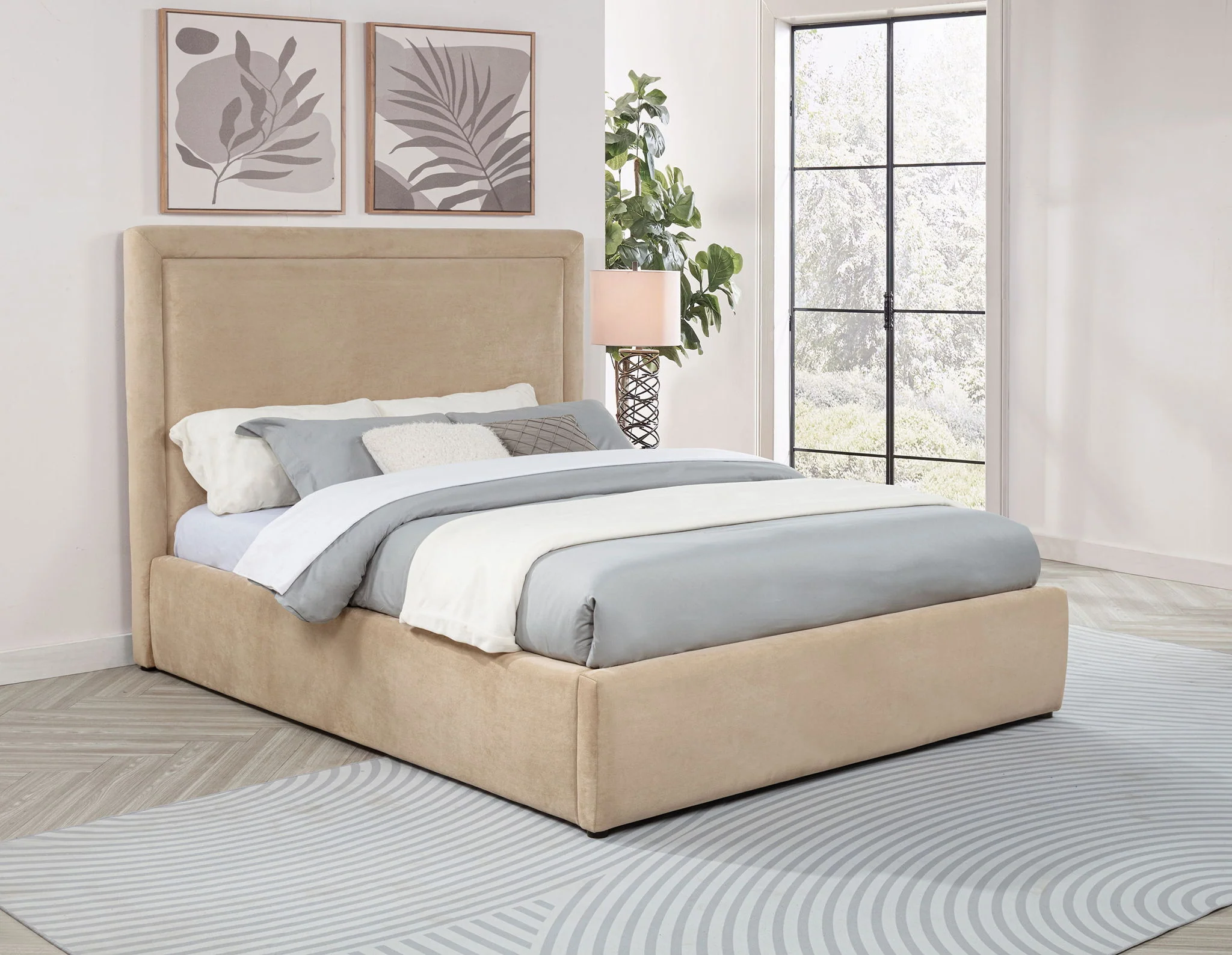 Lawson 54-inch Upholstered Queen Platform Bed Light Saddle - Image 3
