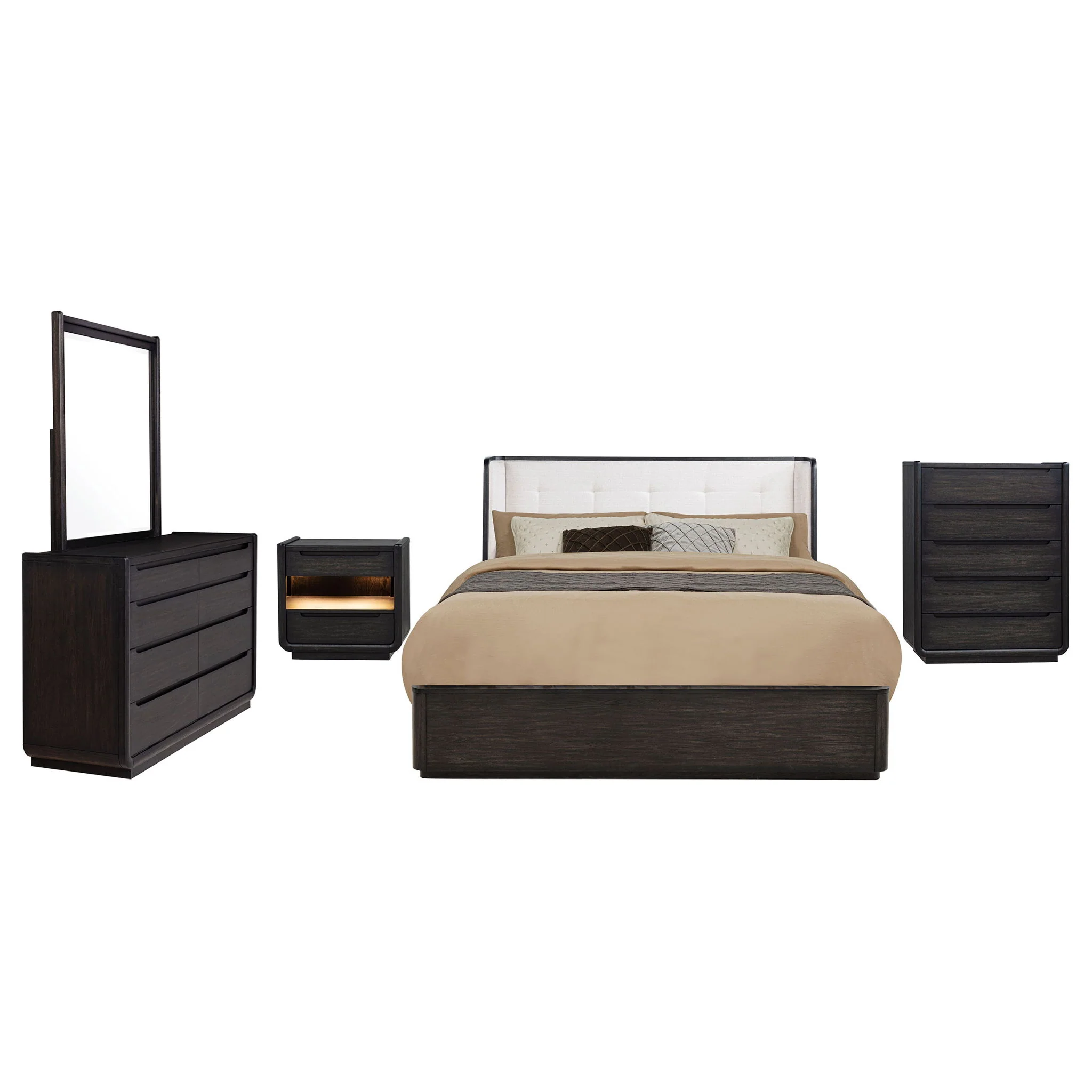 Leandro 5-piece Queen Bedroom Set Burnished Black - Image 2