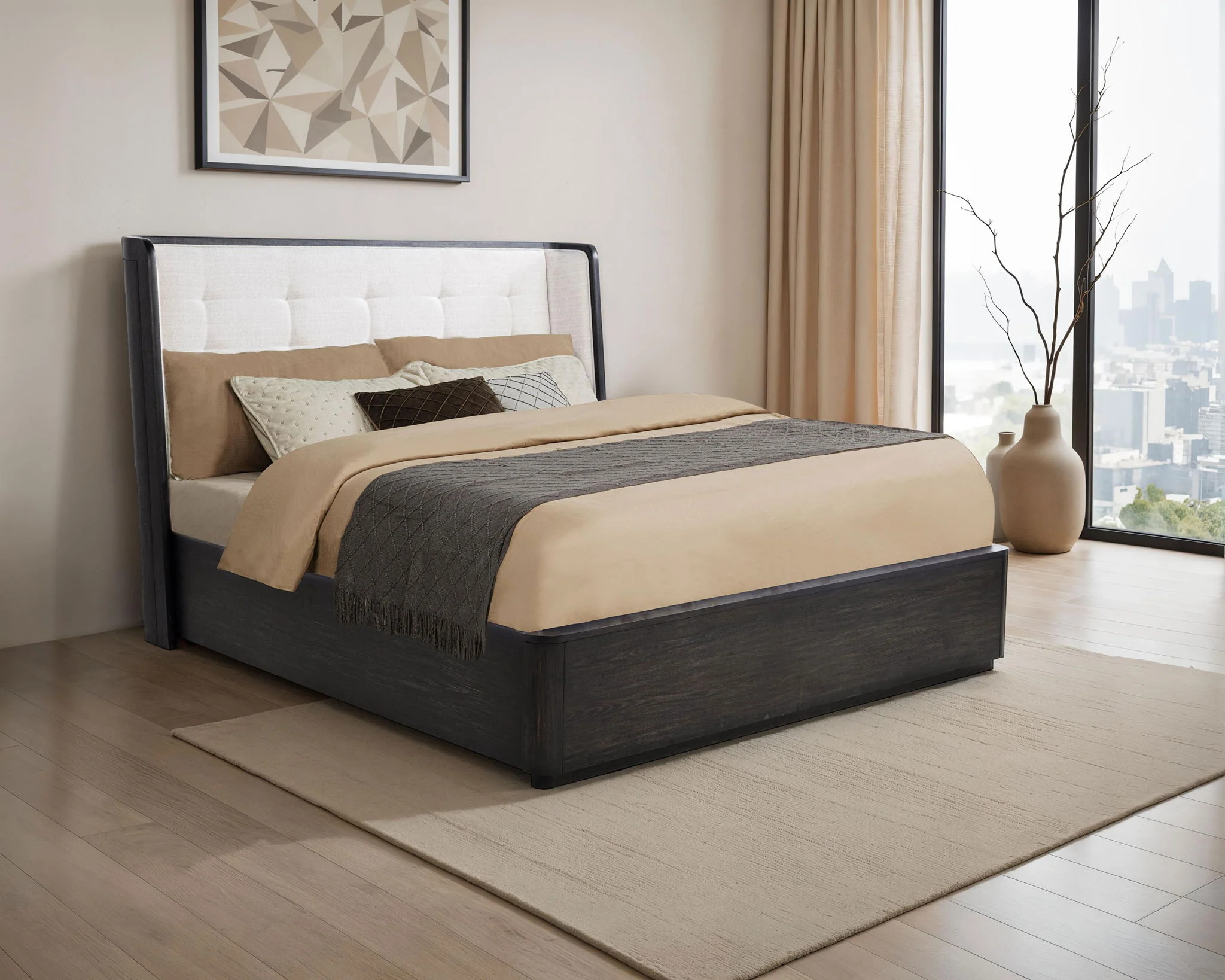 Leandro 55-inch California King Wingback Bed Burnished Black - Image 4