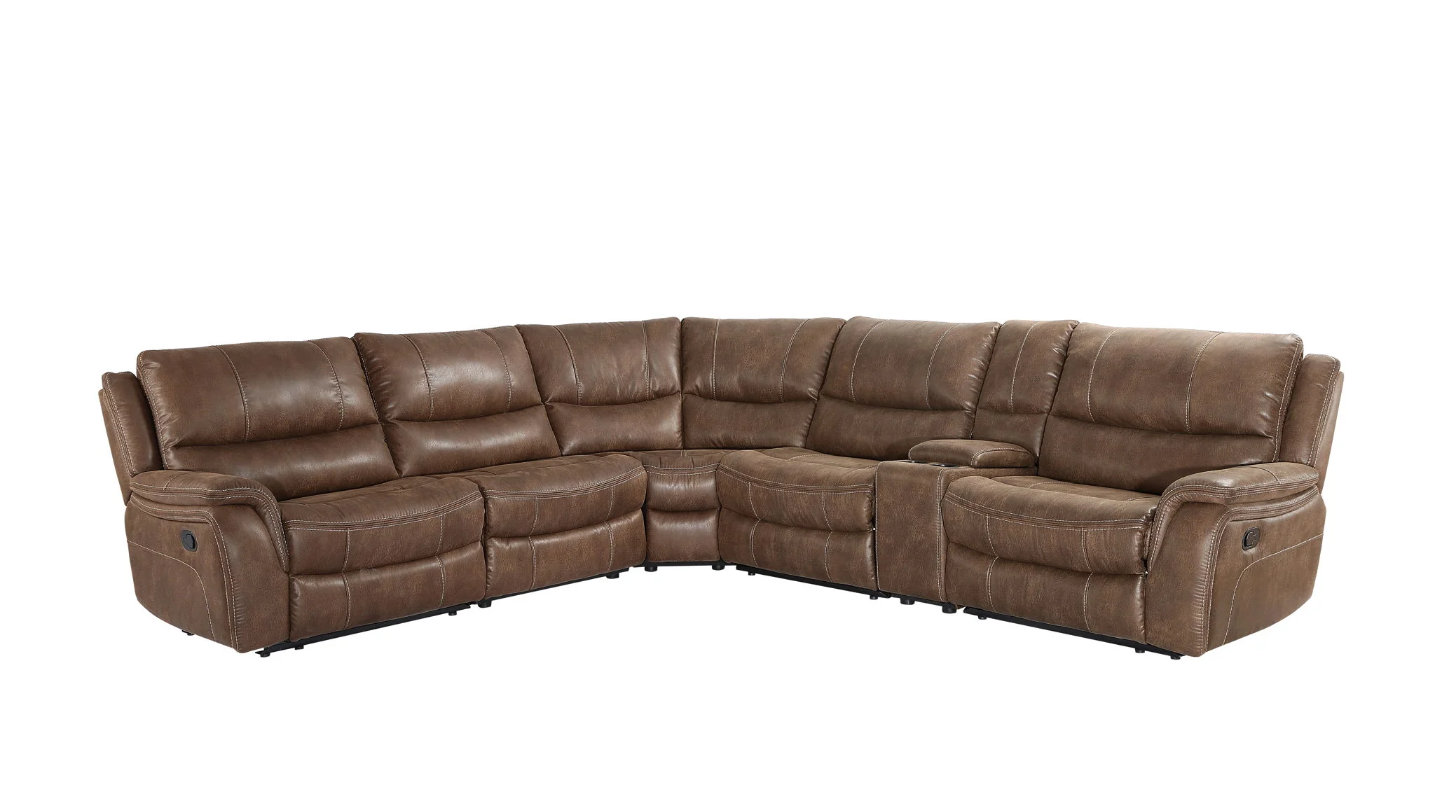 Lehi - 6 Piece Manual Reclining Sectional - Dark Brown - Image 2