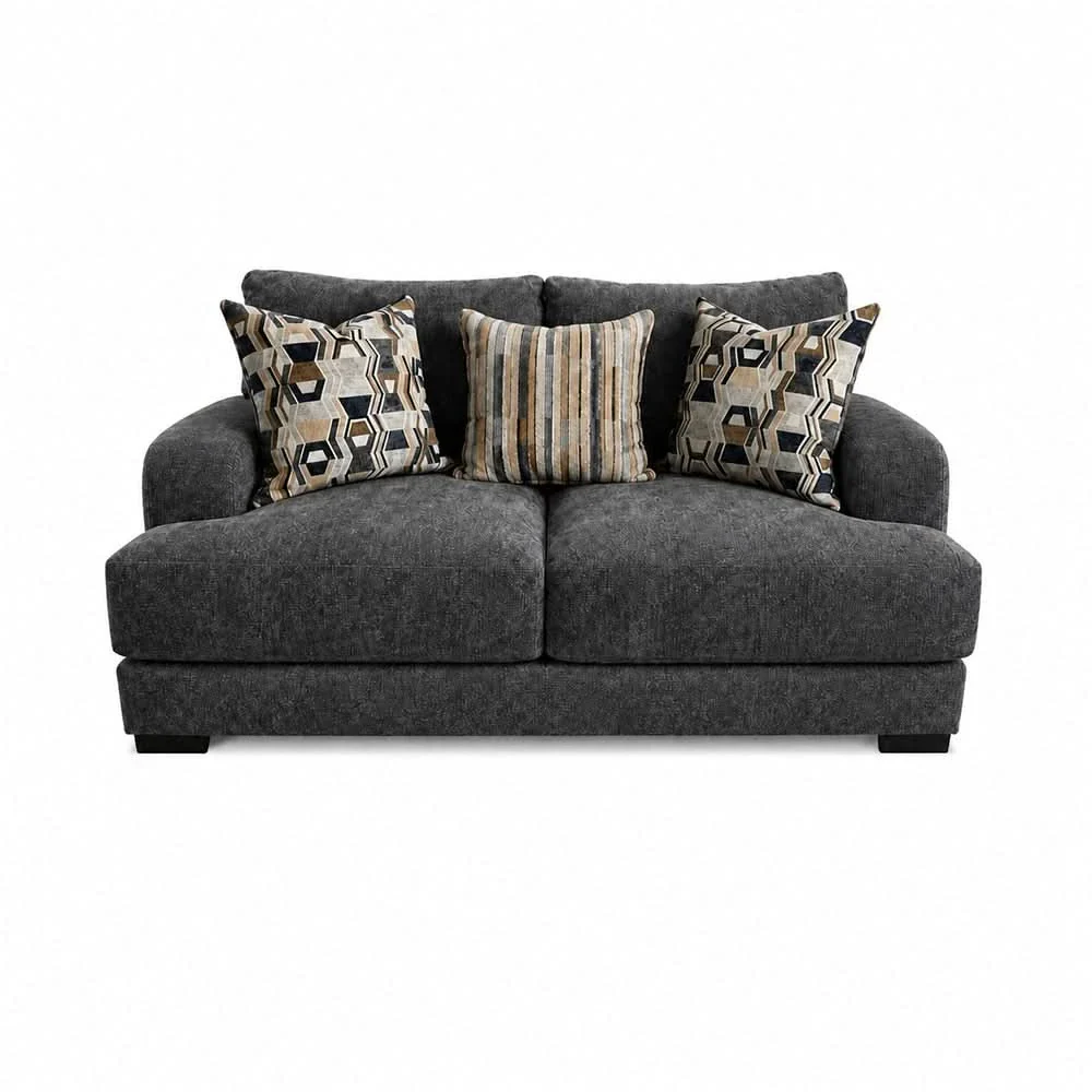 Lennon Pewter Oversized Loveseat with Accent Pillows - Image 2