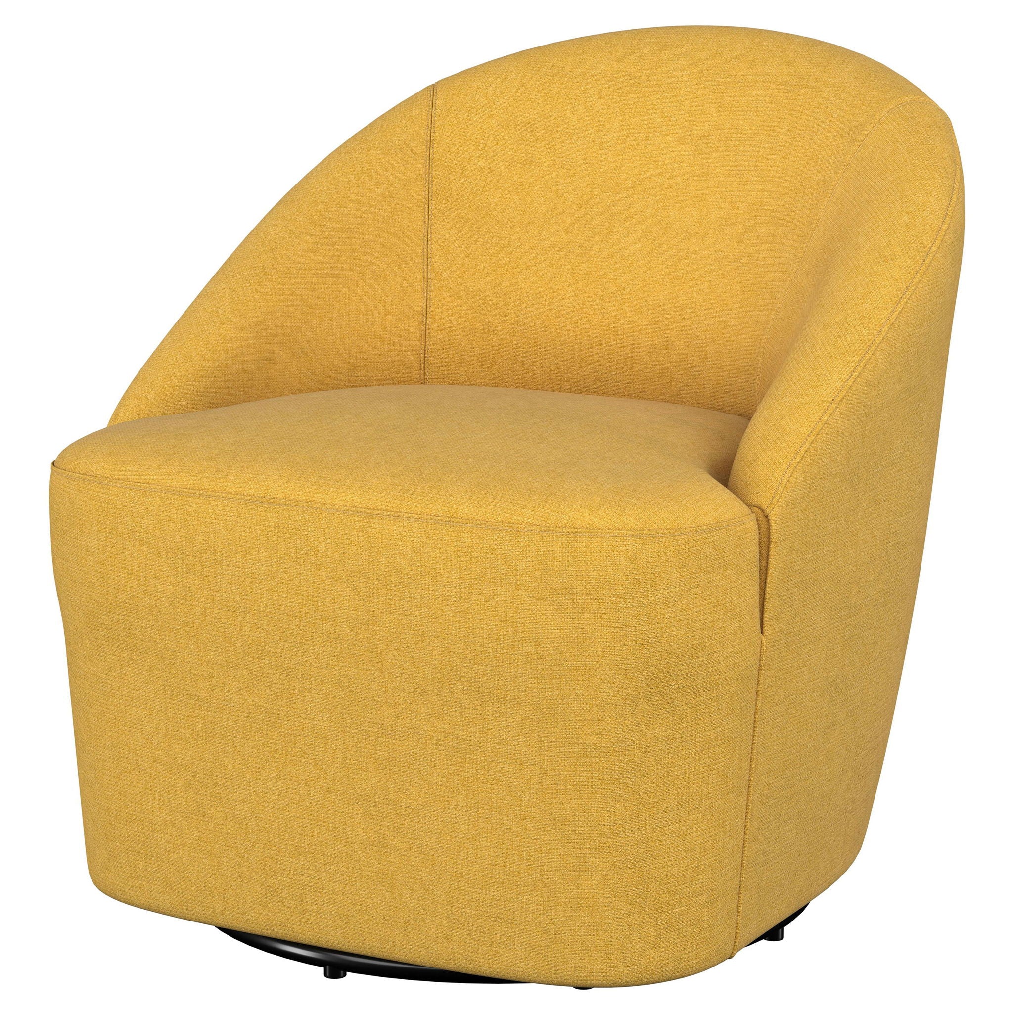 Leon Upholstered Barrel Accent Swivel Chair Mustard Yellow - Image 3
