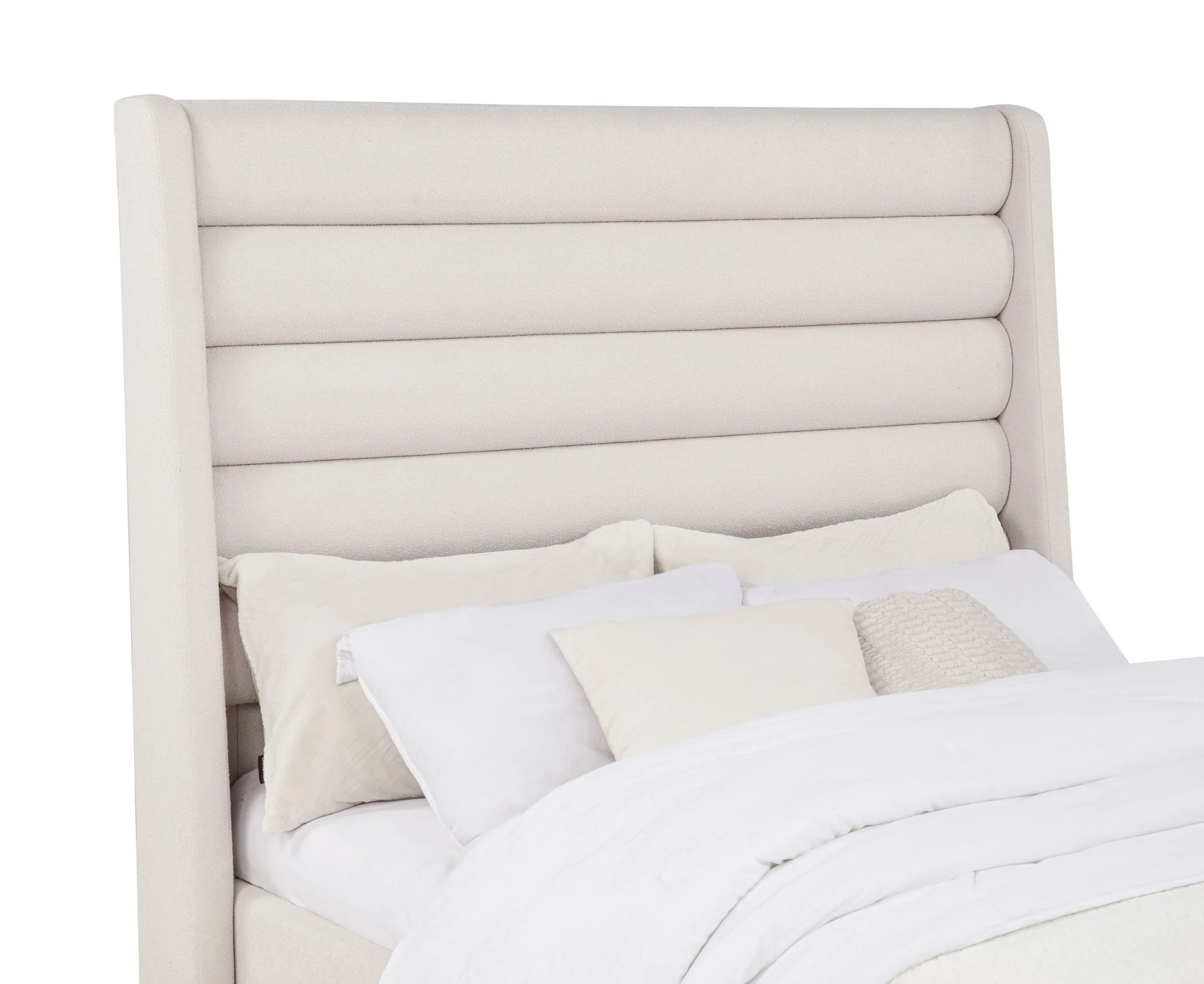 Leslie Upholstered Tufted Full Wingback Platform Bed Beige - Image 2