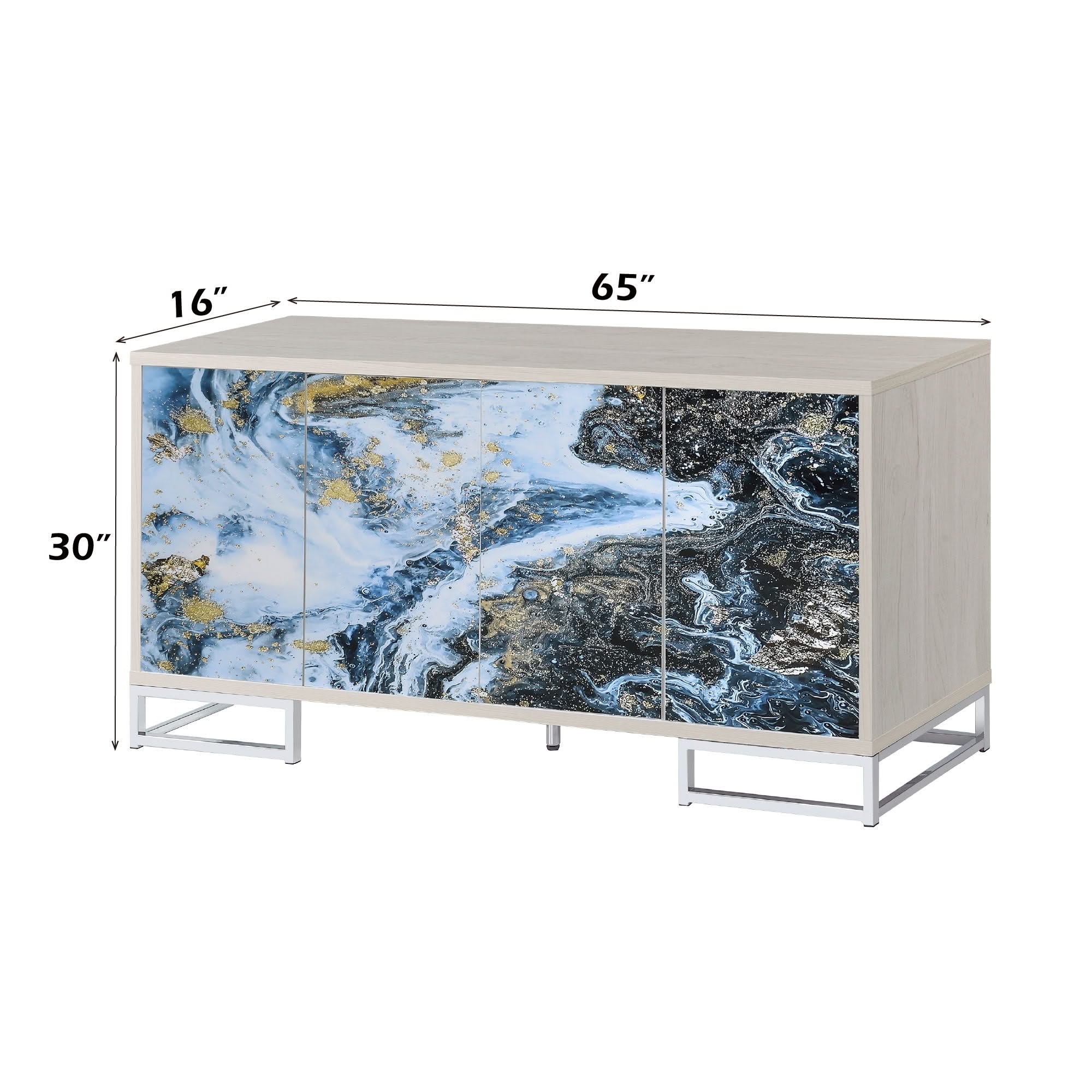 Liam - Marble Paint Console Cabinet - Multi - Image 3