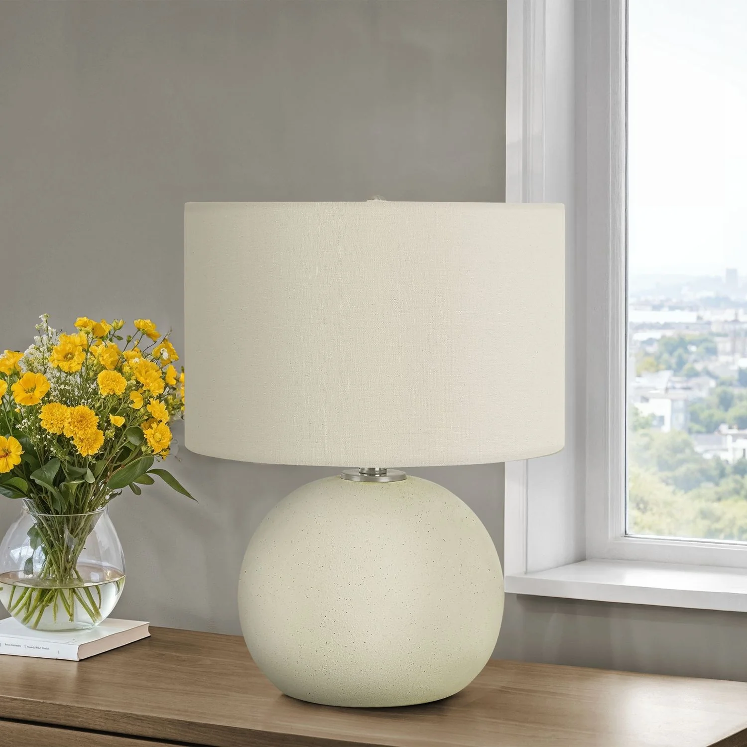 Lighting, Contemporary Table Lamp, Ceramic - Cream - Image 3