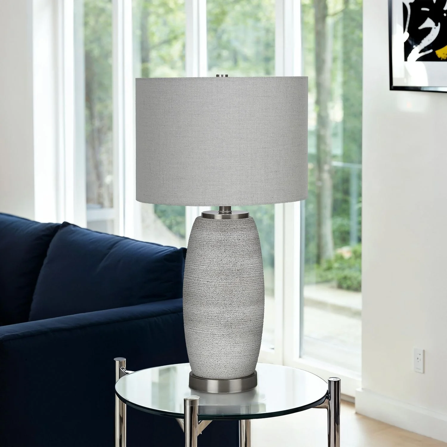 Lighting, Table Lamp, Ceramic, Modern - Gray - Image 3