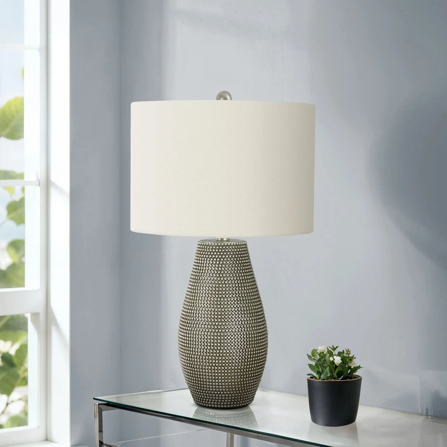 Lighting, Table Lamp, Resin, Contemporary - Gray - Image 4