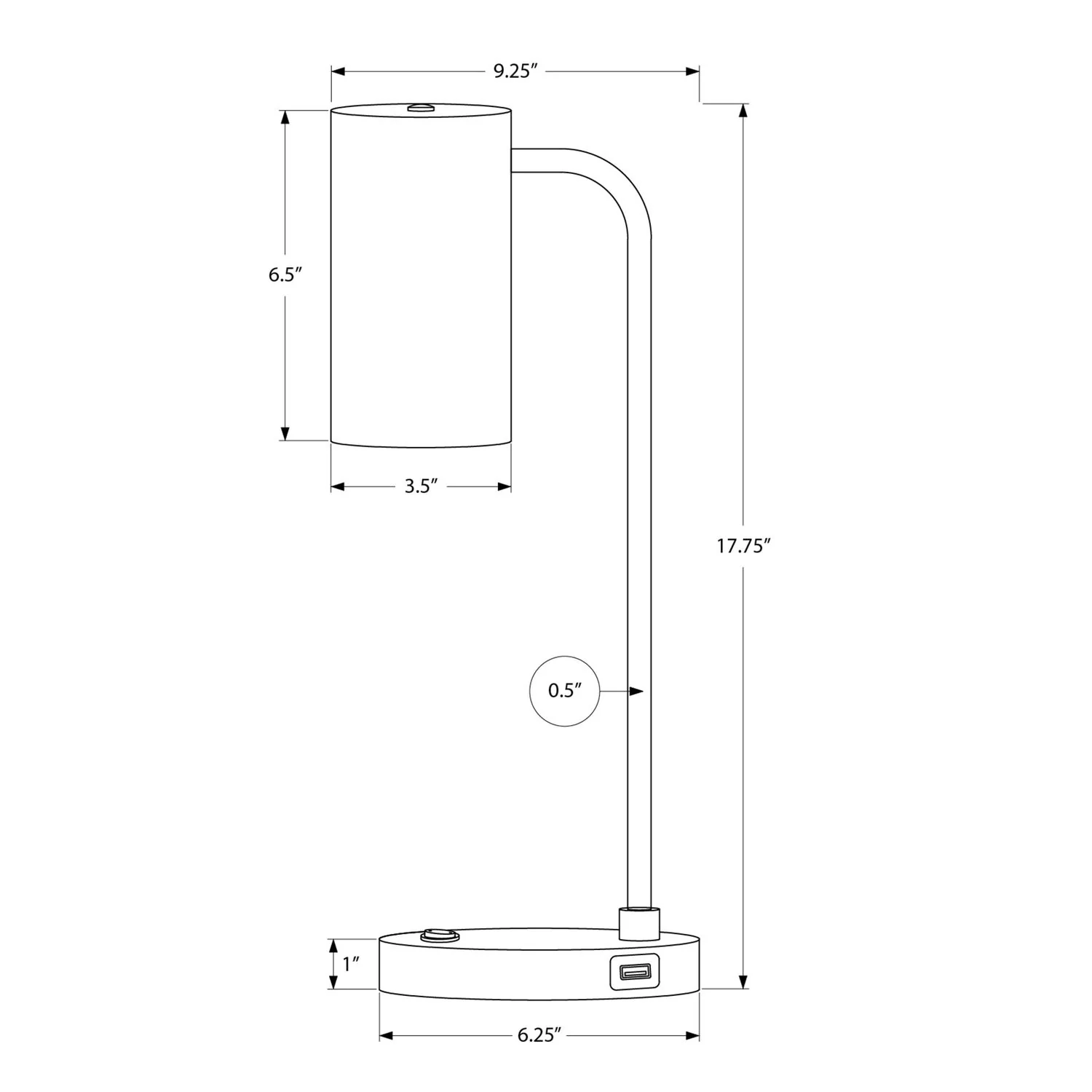 Lighting, Table Lamp, USB Port Included, Modern - Gray - Image 3