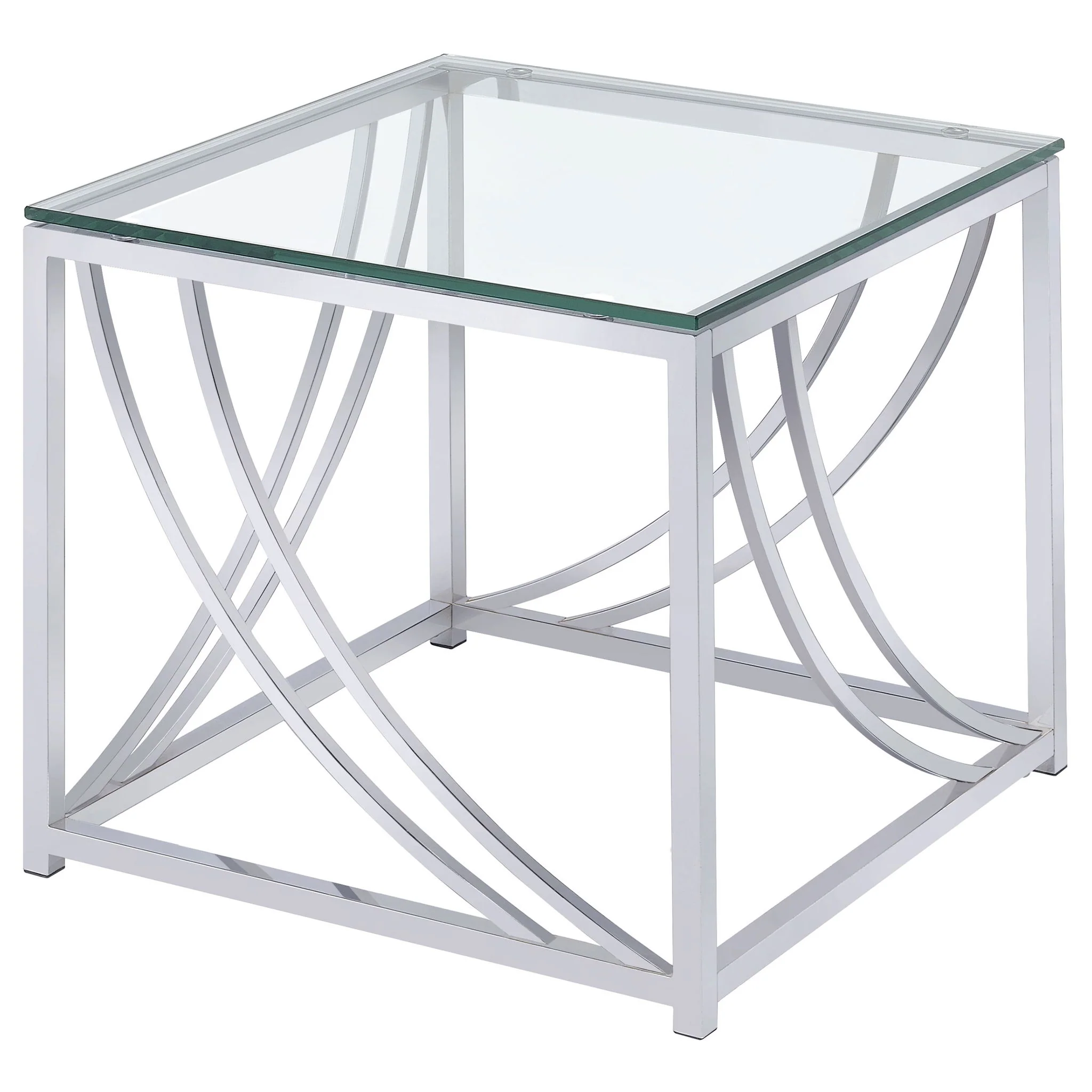 Lille 3-piece Glass Top Coffee And End Table Set Chrome - Image 4