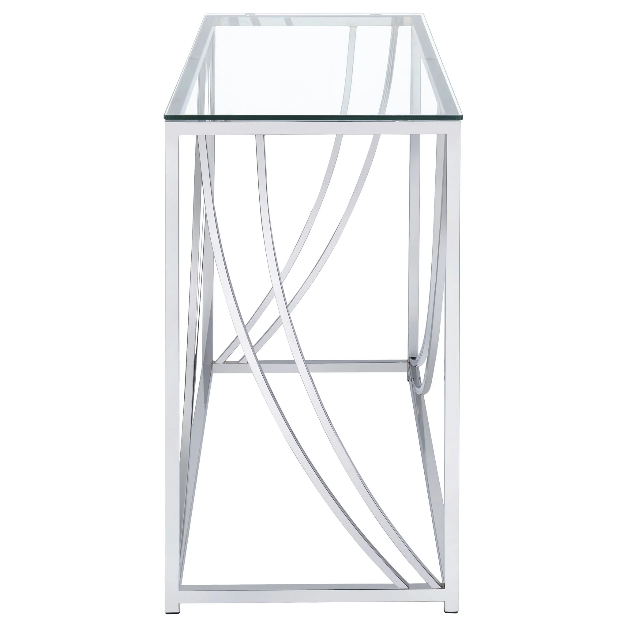 Lille Glass Top Entryway Console Table Accents Chrome - Image 4