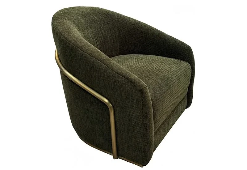 Lima Modern Swivel Chair in Textured Green Upholstery - Image 3