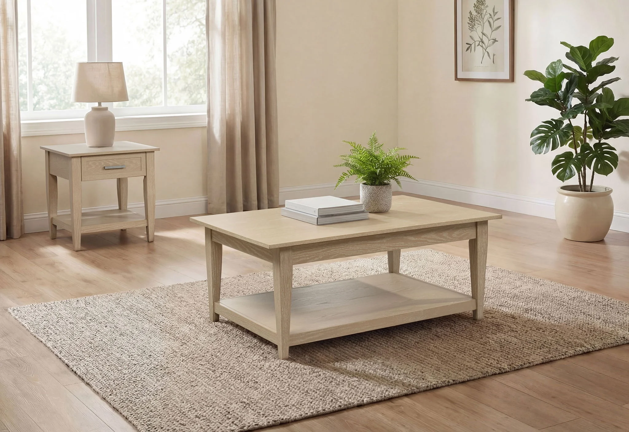 Lindenton 2-piece Wood Lift-Top Coffee and End Table Set Blonde - Image 2