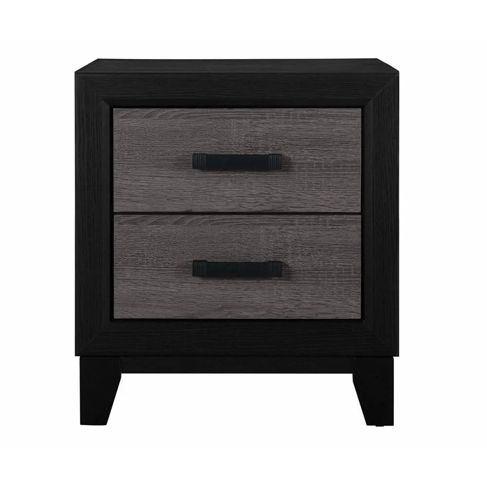 Lisbon Black/Gray Modern 2 Drawer Nightstand