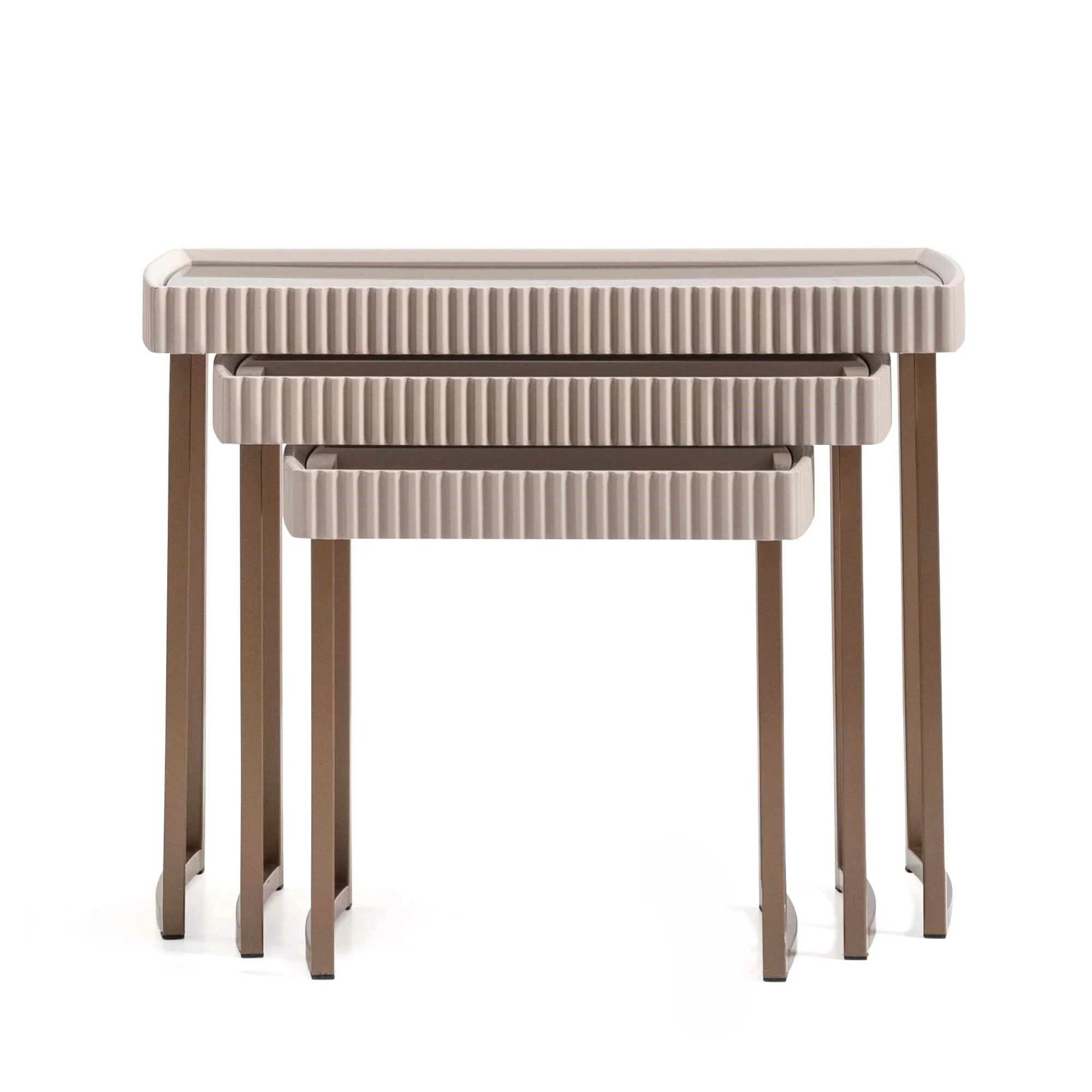 Lisbon - Nesting Tables (Set of 3) - Silken Cream / Bronze - Image 2